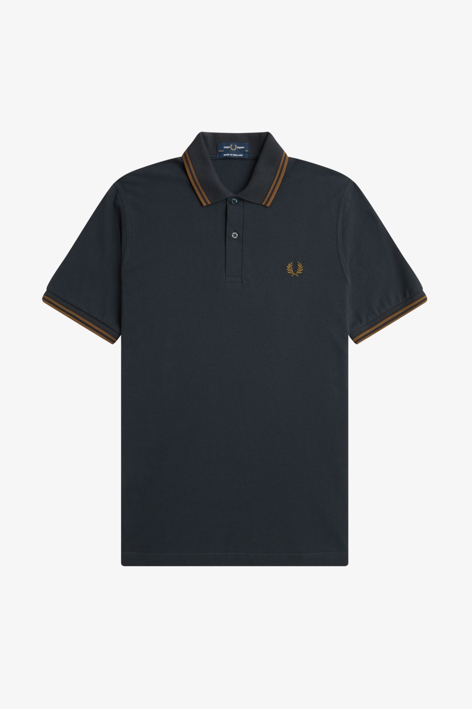Fred Perry Twin Tipped Poloshirt M12 in Night Green / Dark Caramel