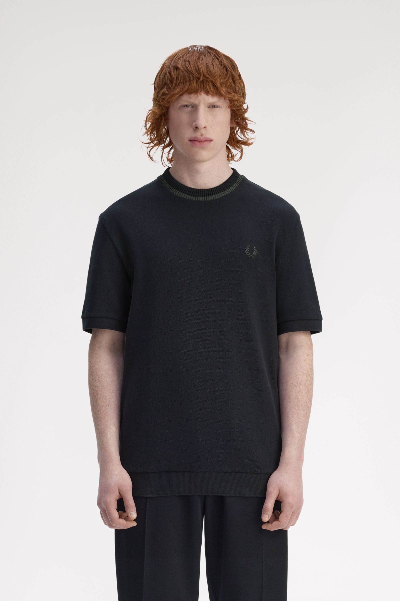Fred Perry   Made in Portugal Crew Neck Pique T-Shirt (Navy)