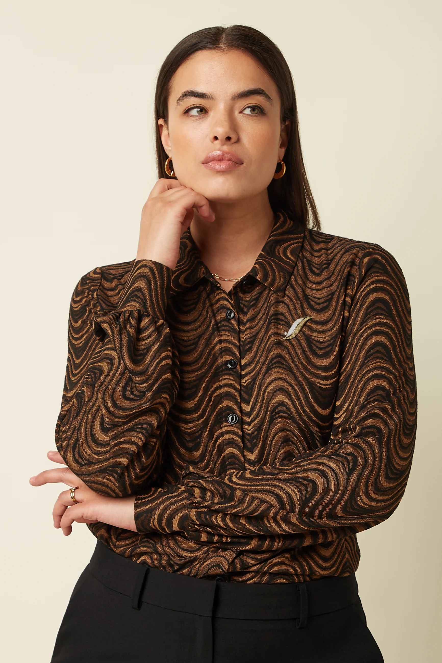 King Louie Maisie Blouse Jackie Jacquard (Black)