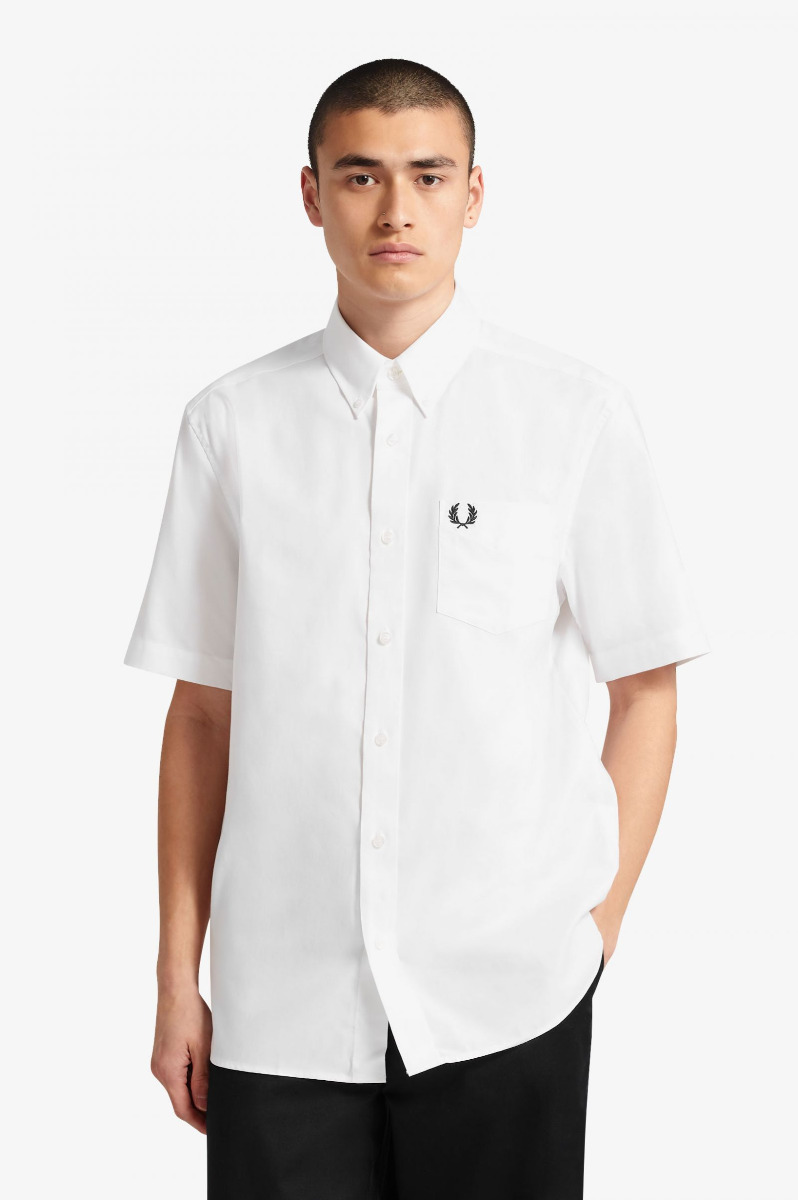 Fred Perry Hemd Kurzarm Oxford White M8502-M