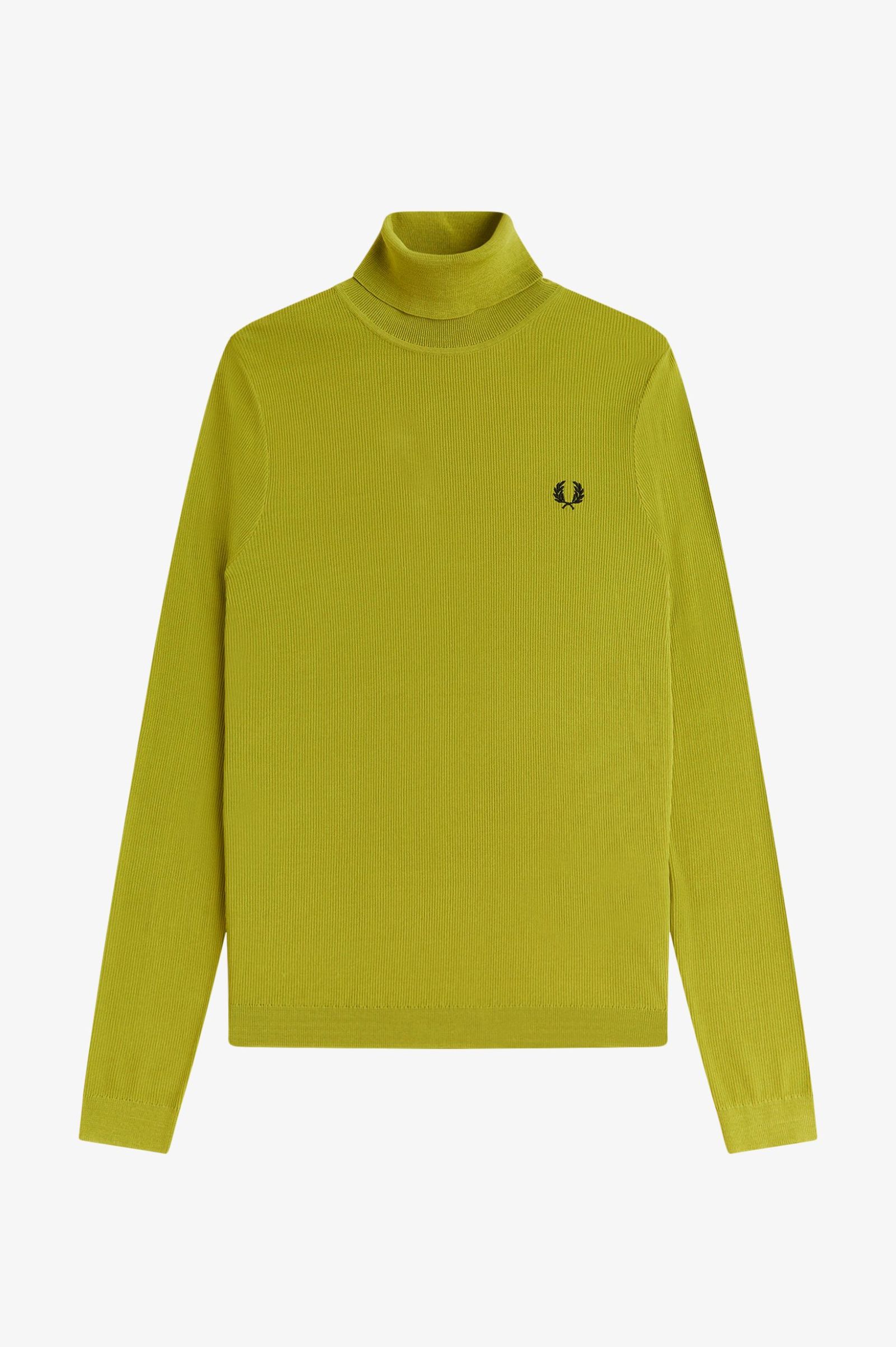 Fred Perry Rib Knit Roll Neck Top (Tennis Ball Yellow)