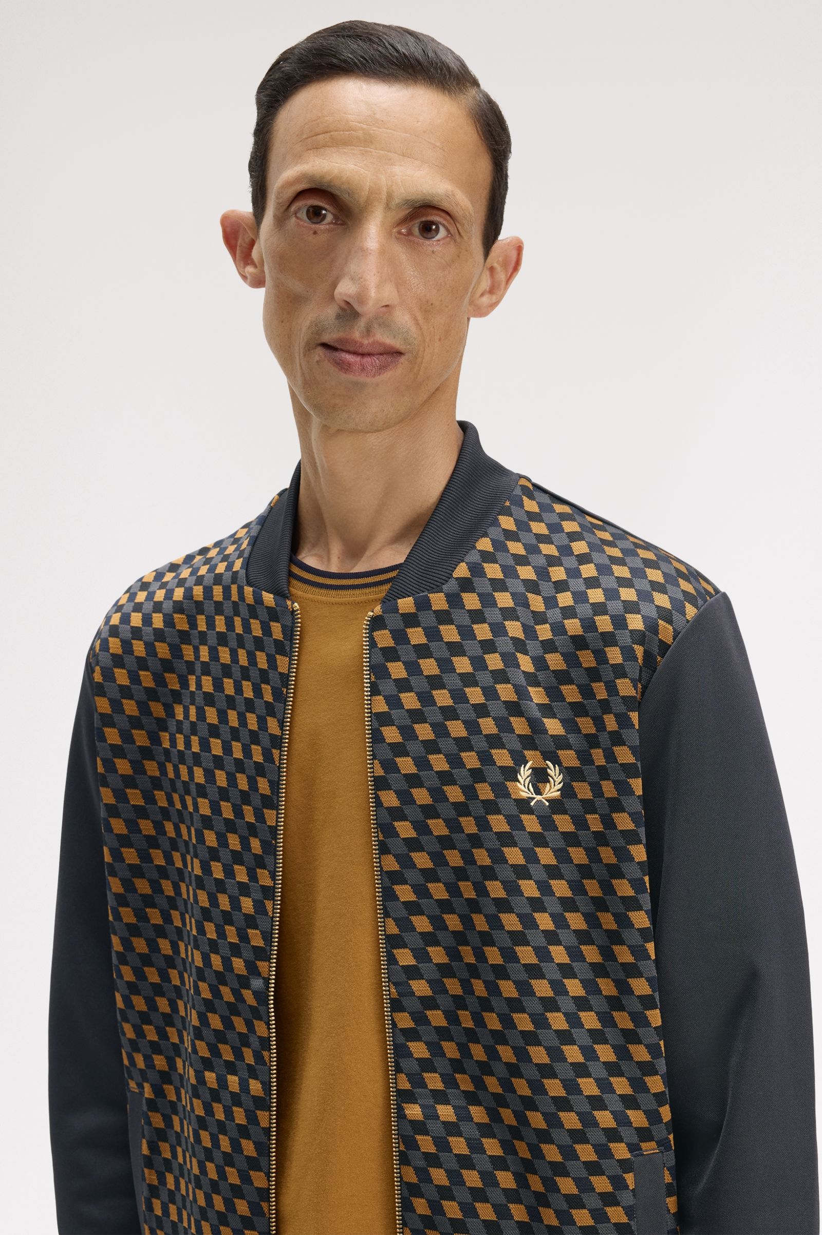 Fred Perry Geometric Track Jacket (Anchor Grey)
