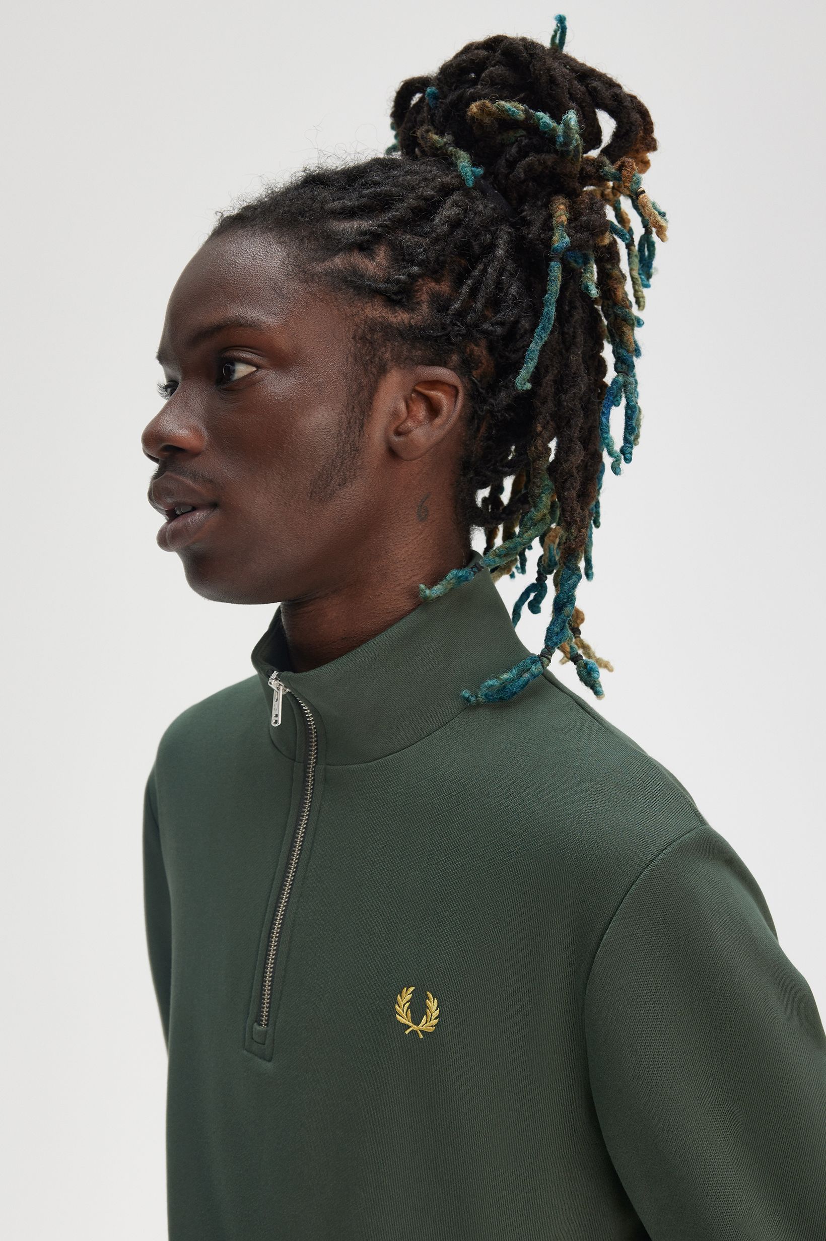 Fred Perry Half Zip Sweatshirt in Courtgreen