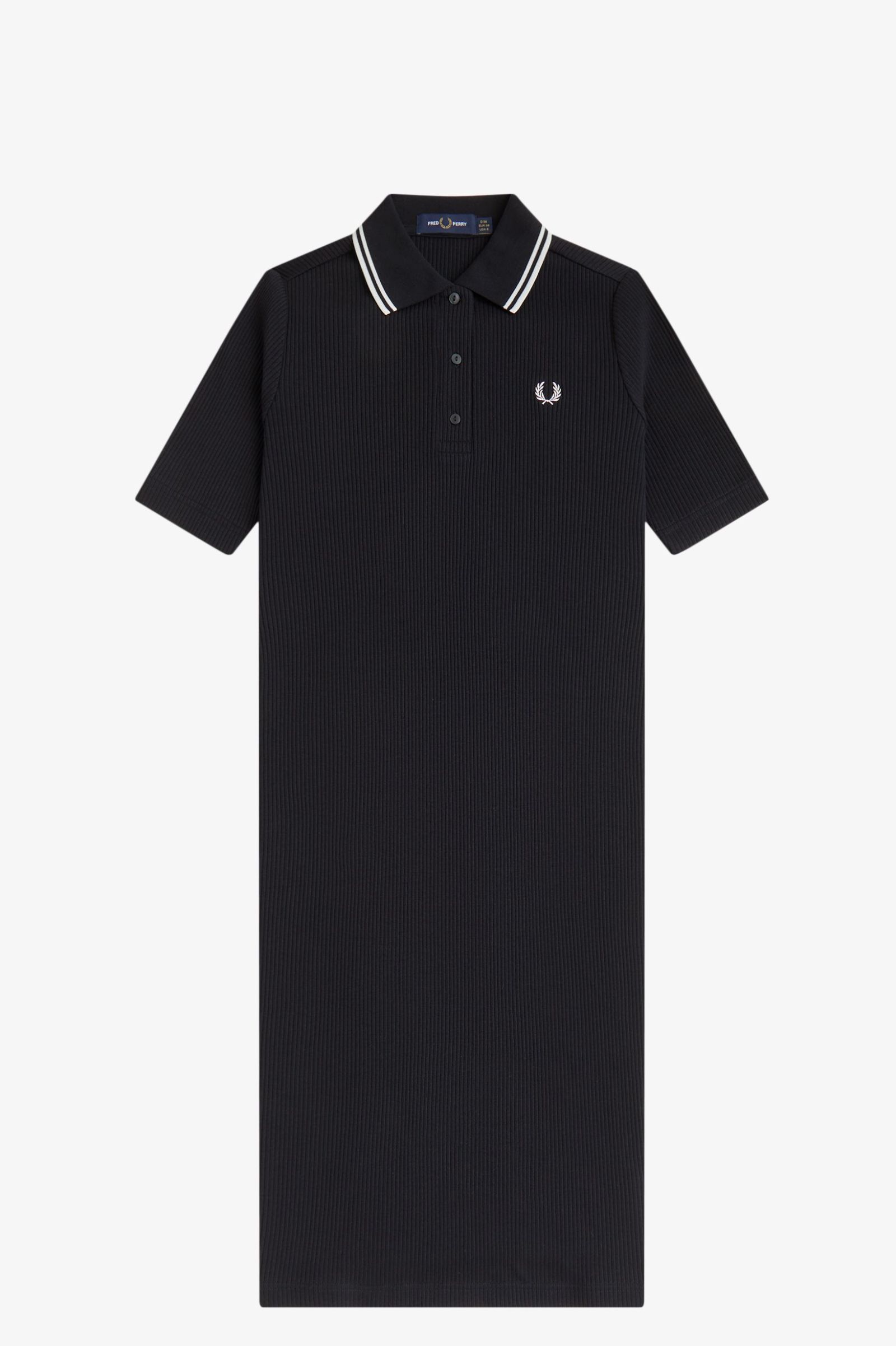 Fred Perry Ribbed Polo Dress (Black)
