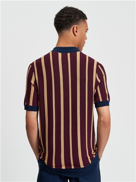 Ben Sherman Raised Stripe Polo (Dark Wine)