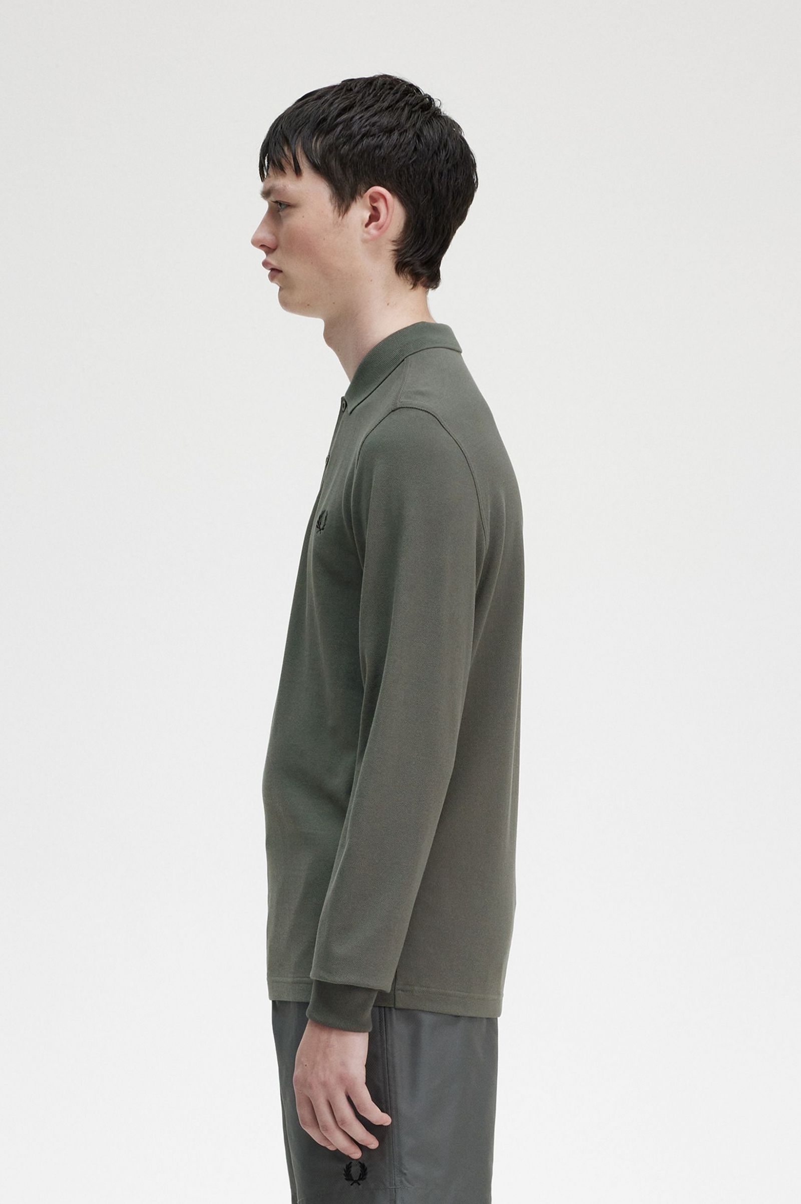 Fred Perry M6006 long sleeve plain shirt - Feldgrün