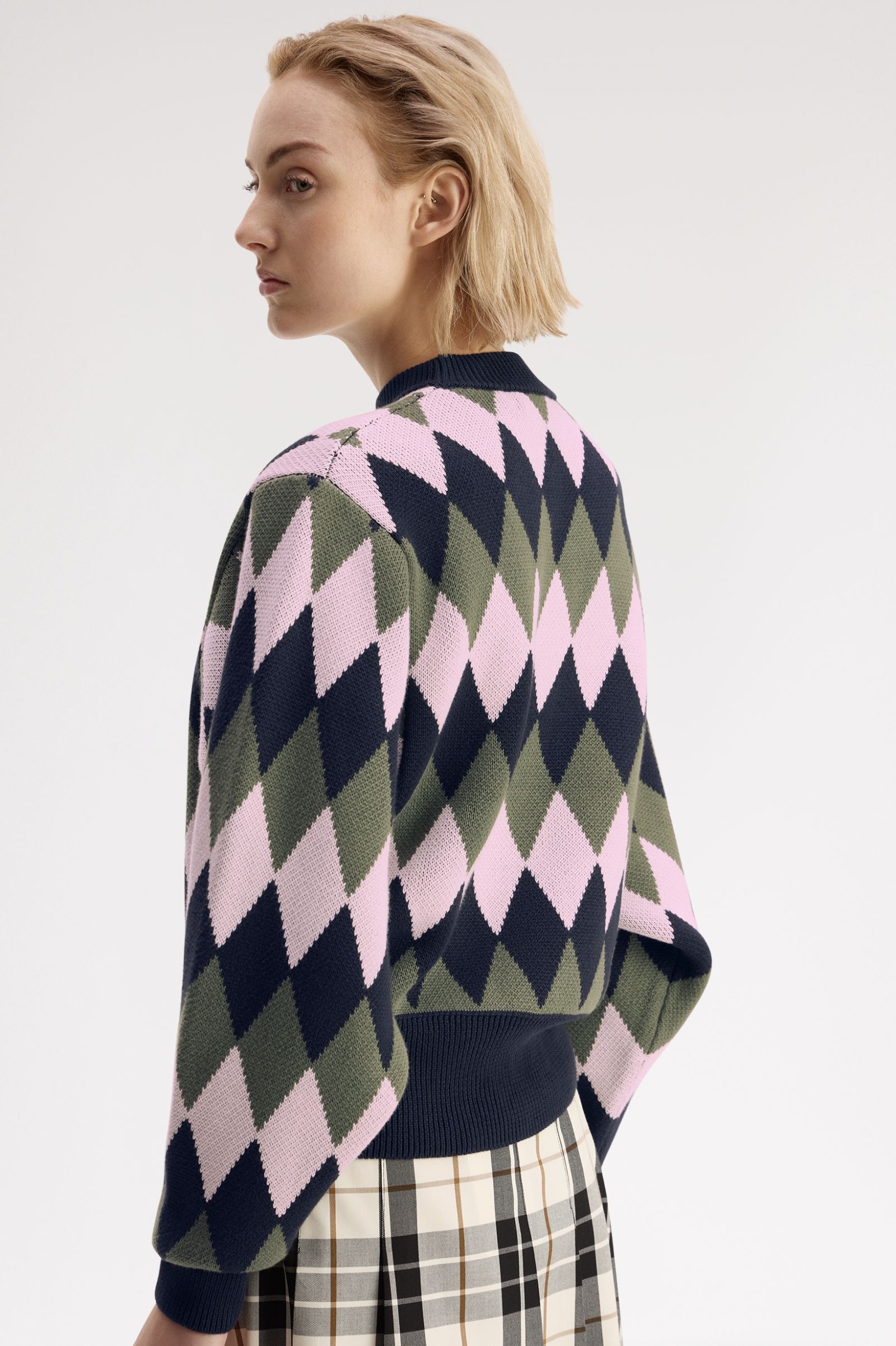 Fred Perry Diamond Jacquard Jumper (Navy)