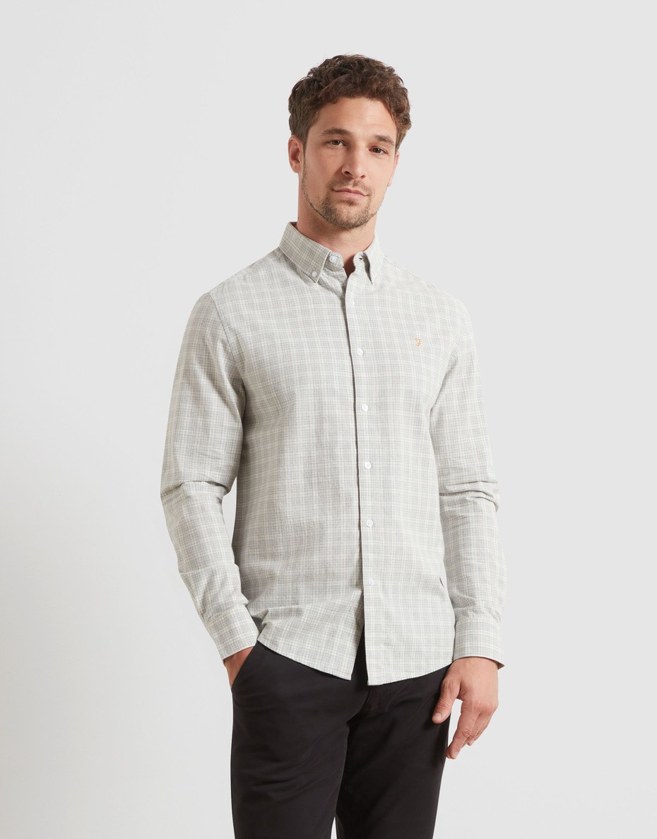 Farah Steen Check Longsleeve (Grey Marl)