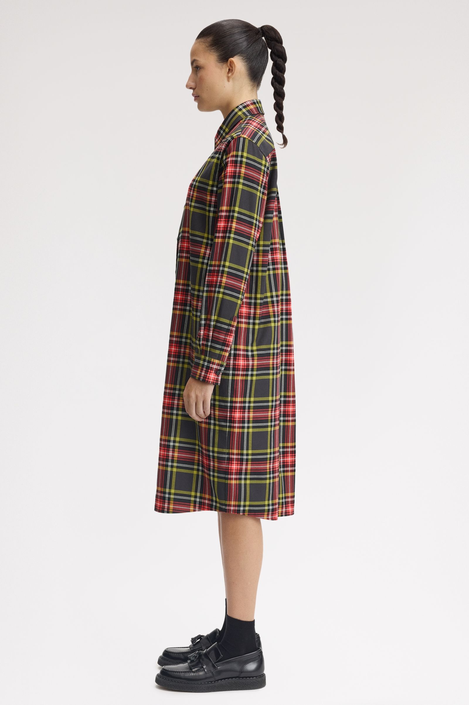 Fred Perry Tartan Shirt Dress (Anchor Grey)