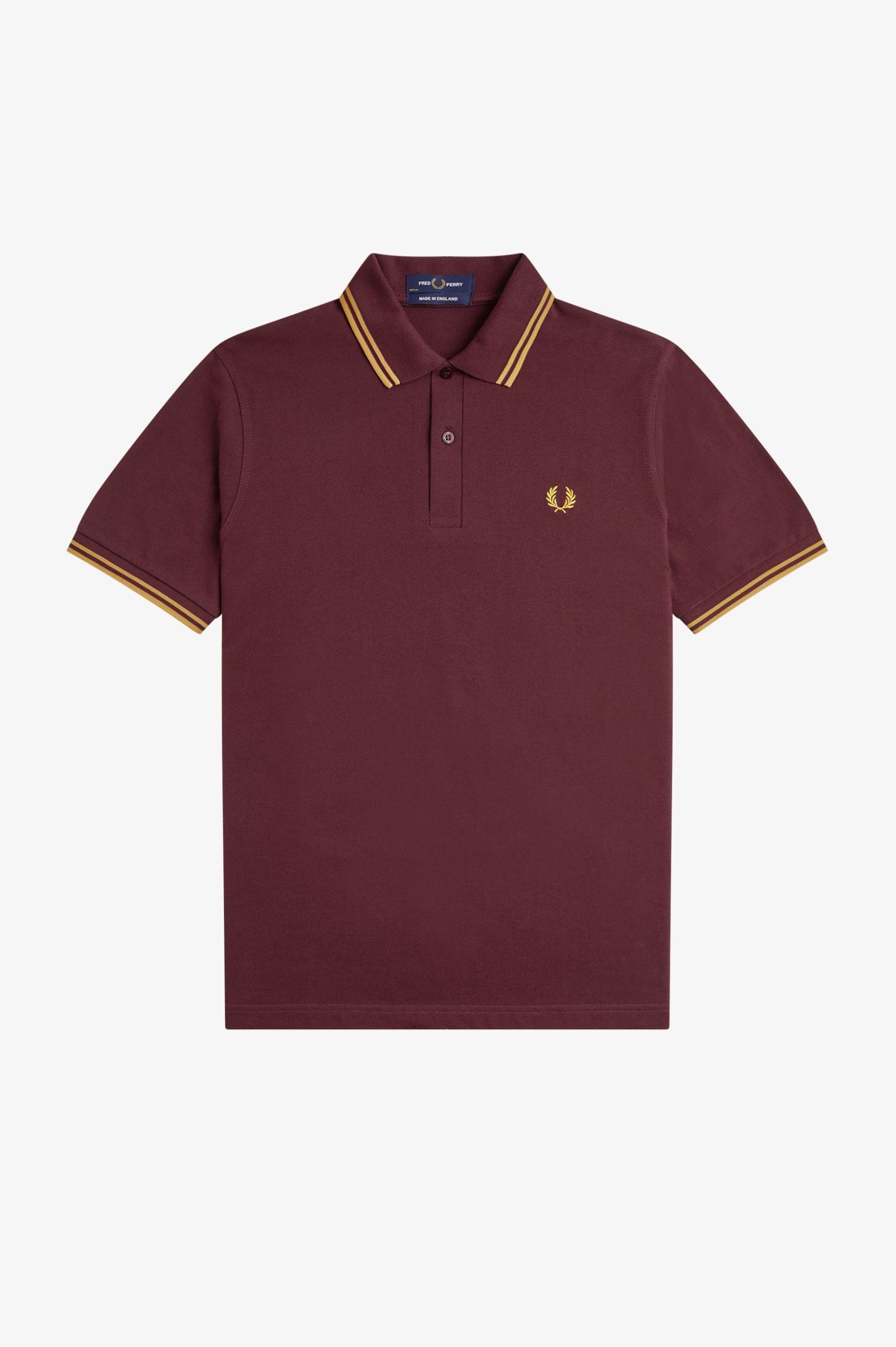Fred Perry Made in England M12 Shirt in Oxblood/Honeycomb