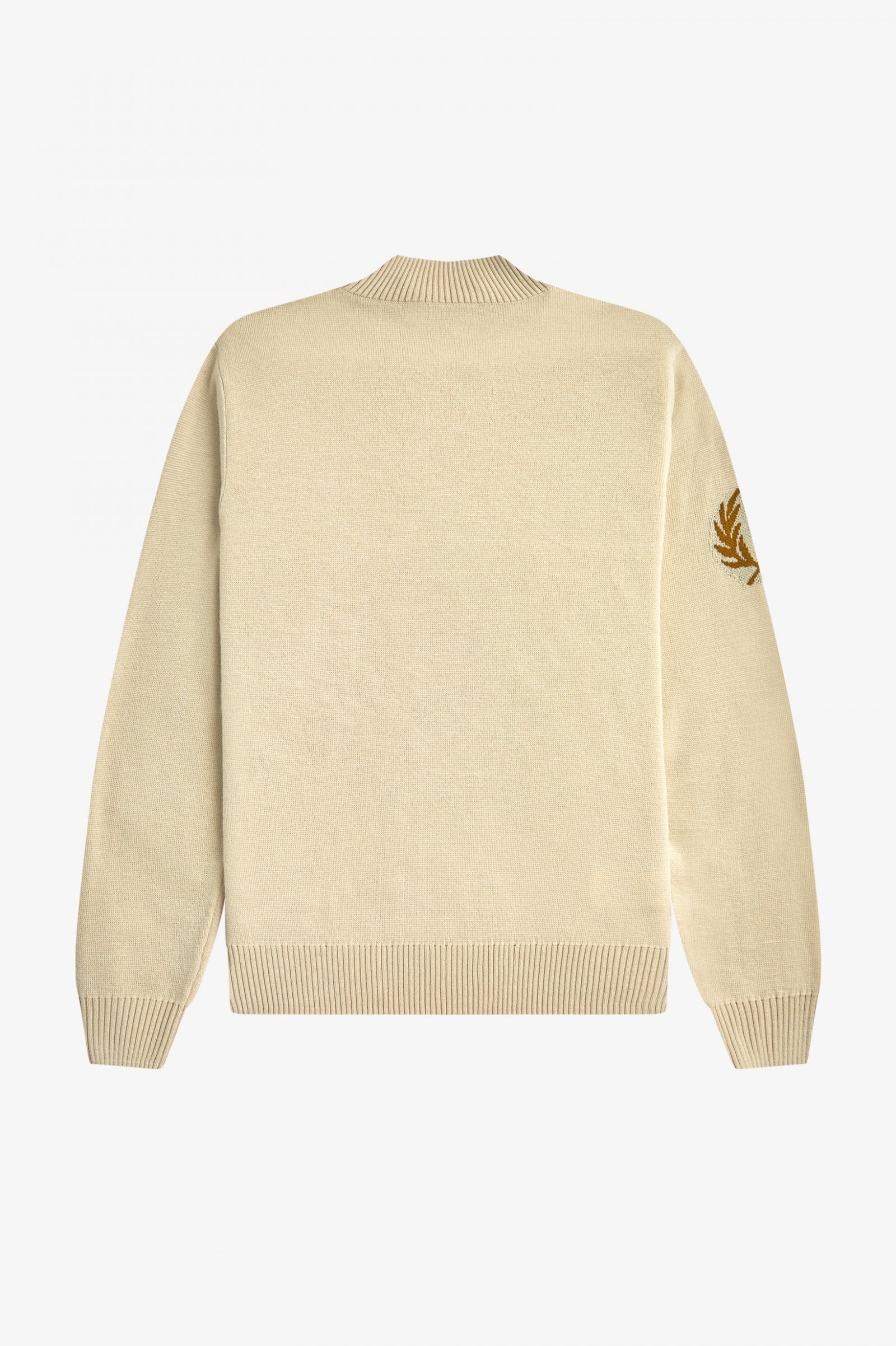 Fred Perry Laurel Wreath Mock Neck Jumper in Oatmeal