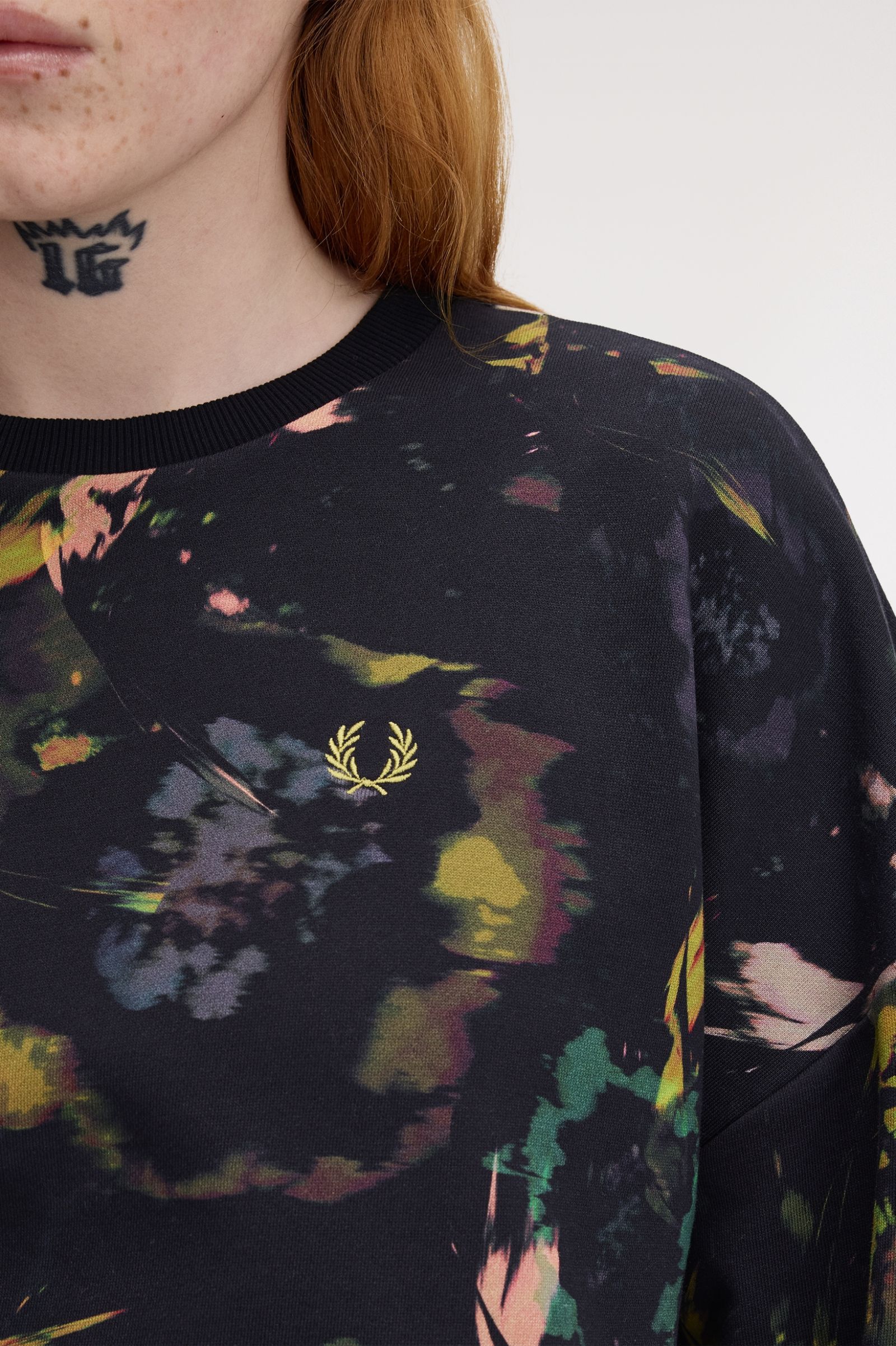 Fred Perry Floral Print Sweatshirt (Black)