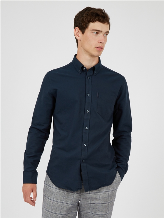 Ben Sherman Organic Oxford Long Sleeve Shirt in Dark Navy 