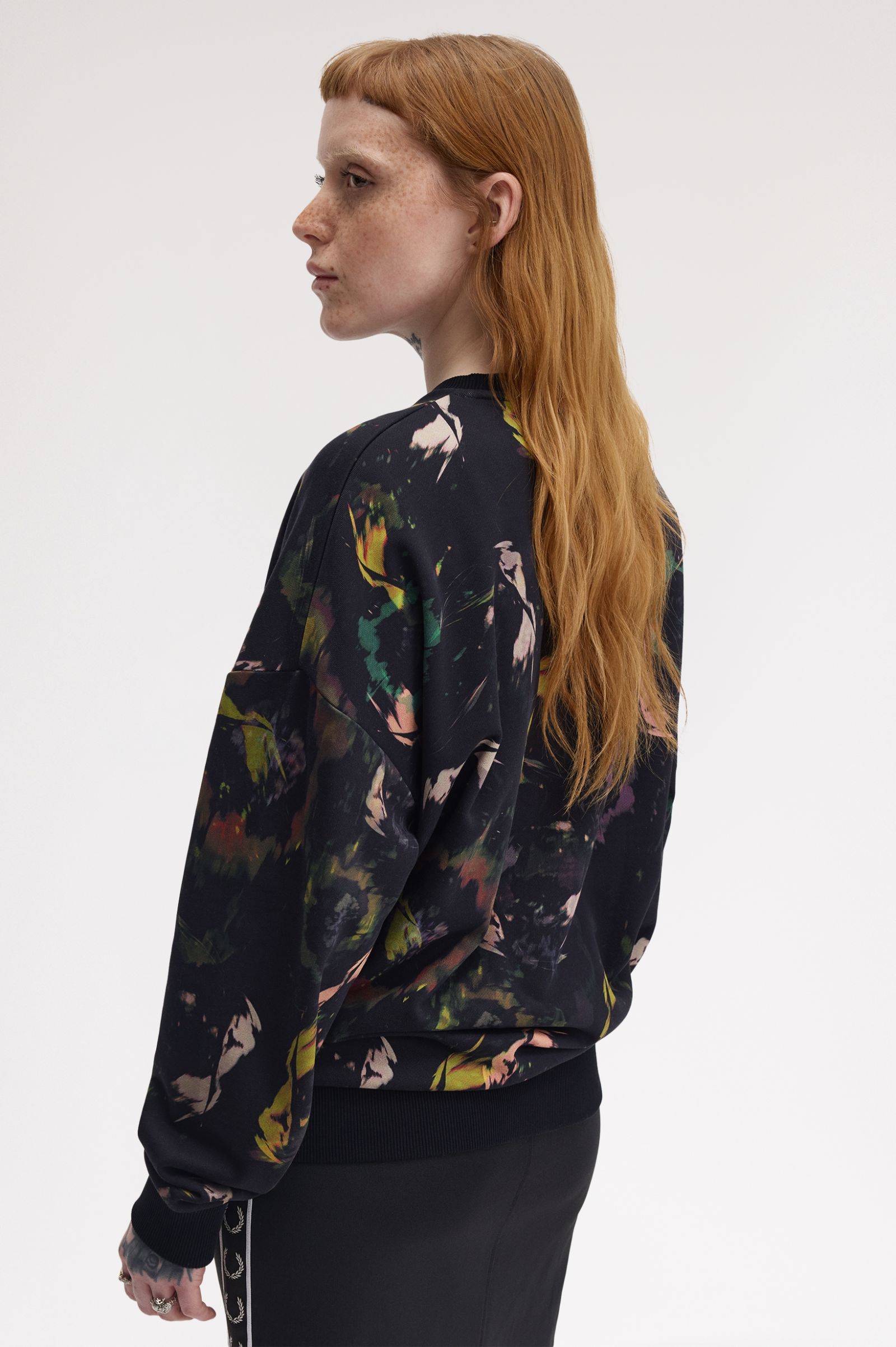 Fred Perry Floral Print Sweatshirt (Black)