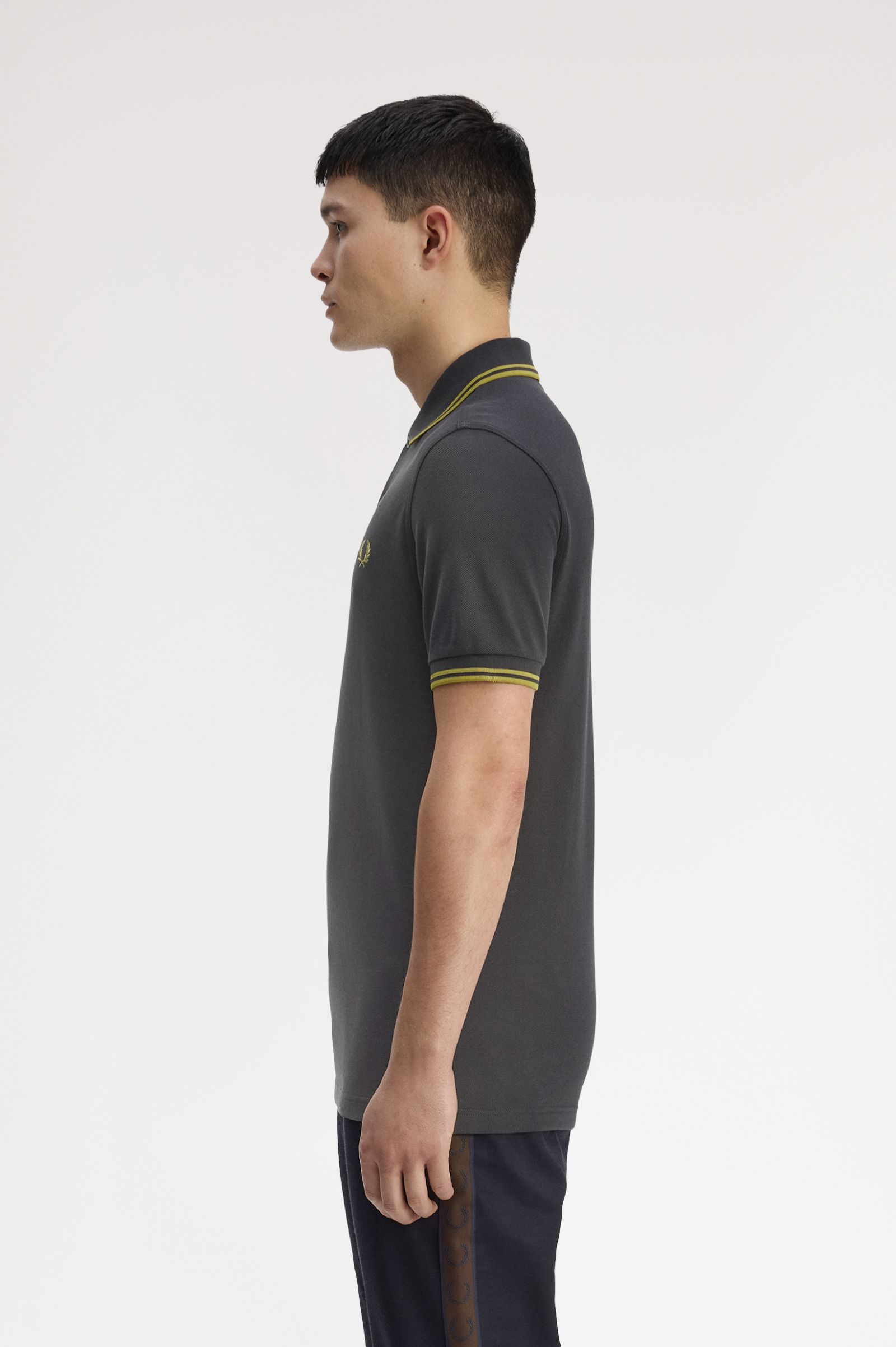 Fred Perry M3600 Twin Tipped Polo Shirt (Anchorgrey/Tennisball Yellow) 