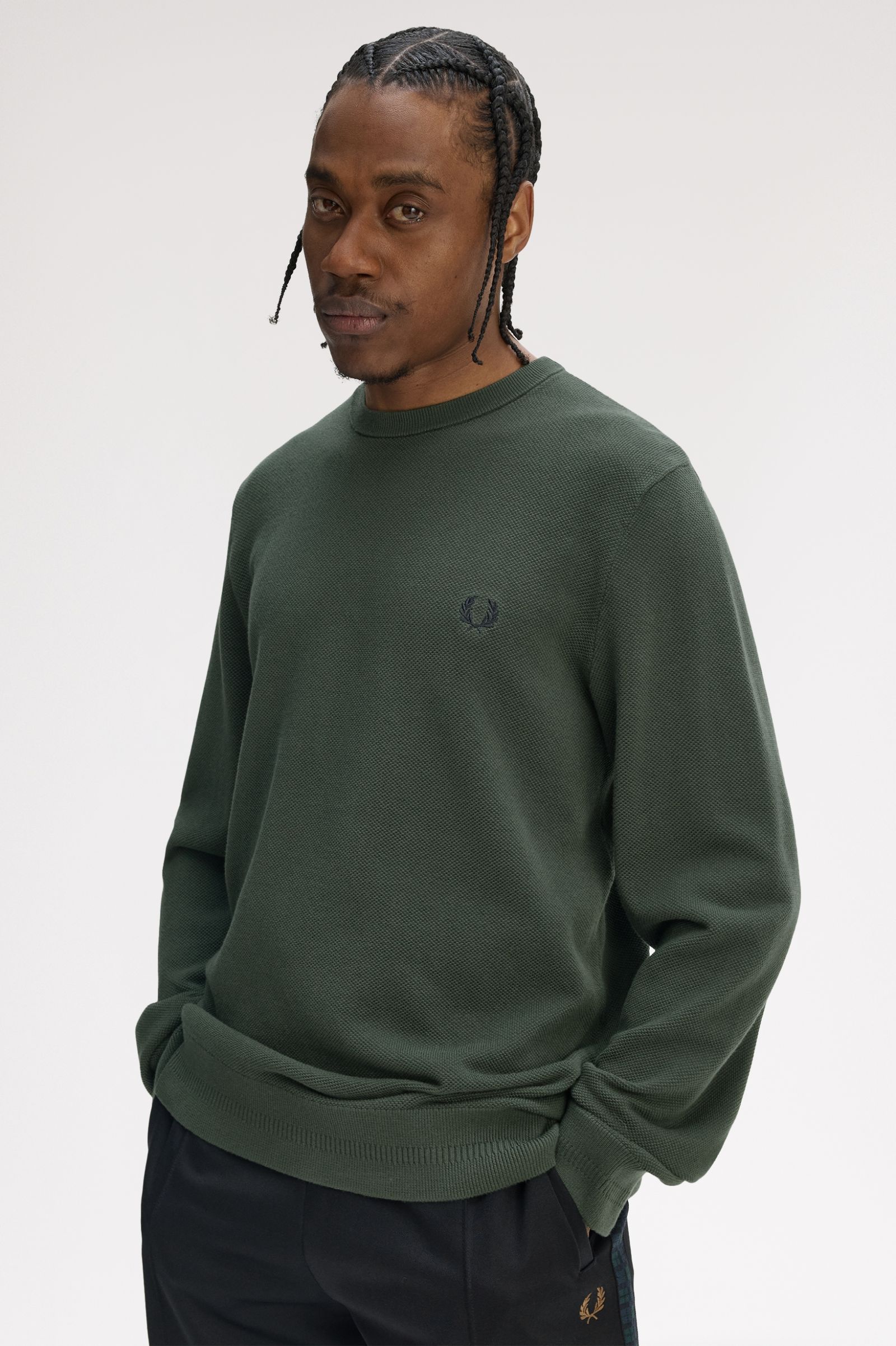 Fred Perry Pique Stitch Jumper (Court Green)