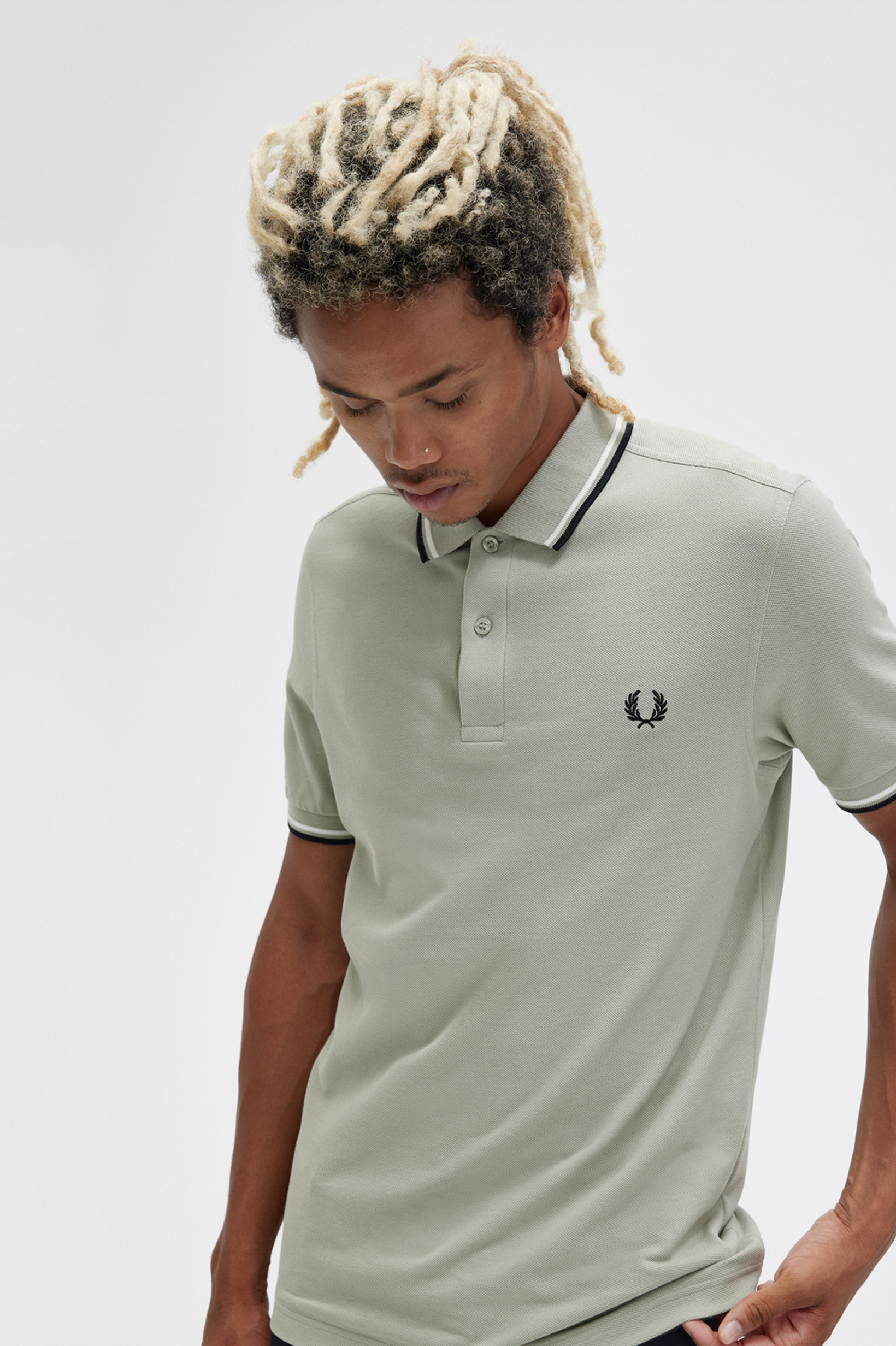 Fred Perry Twin Tipped Poloshirt M3600 Seagrass/Snowwhite/Black