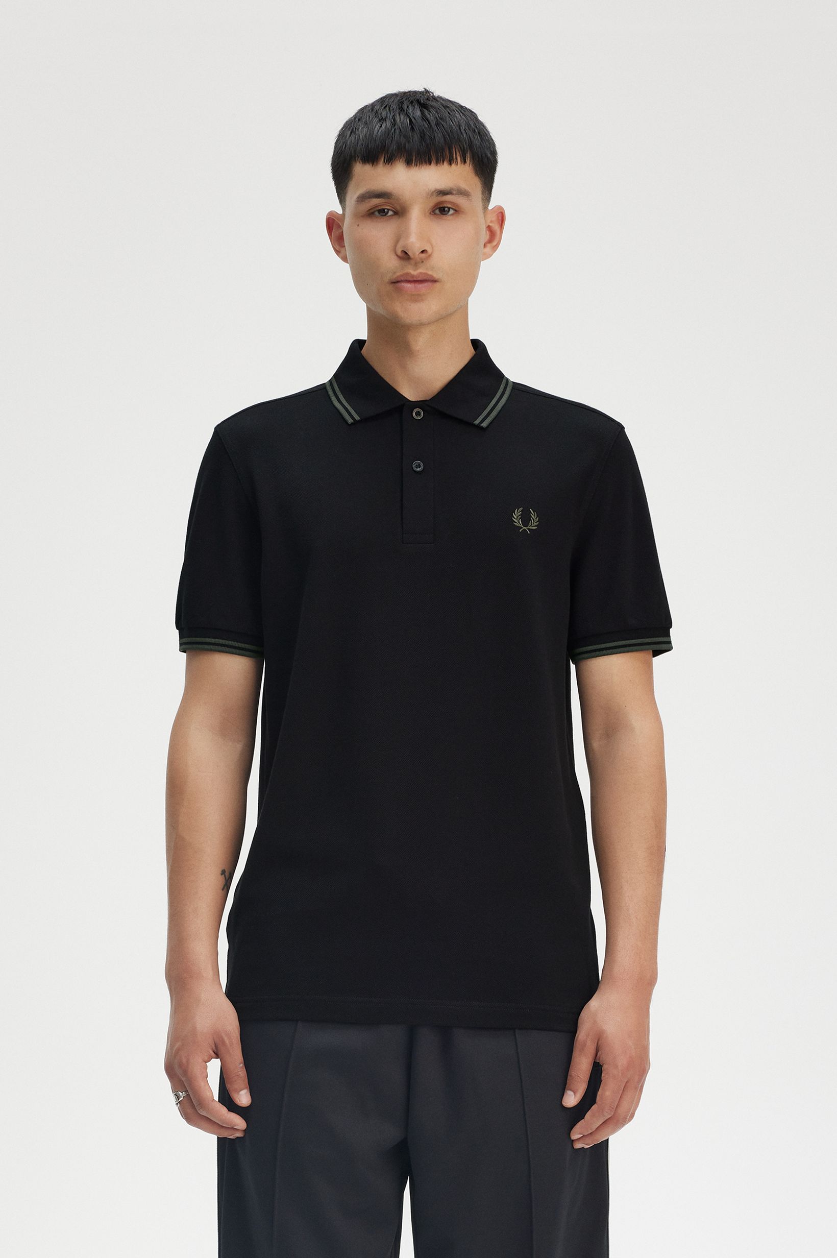 Fred Perry Twin Tipped Polo Shirt (Black/Court Green)