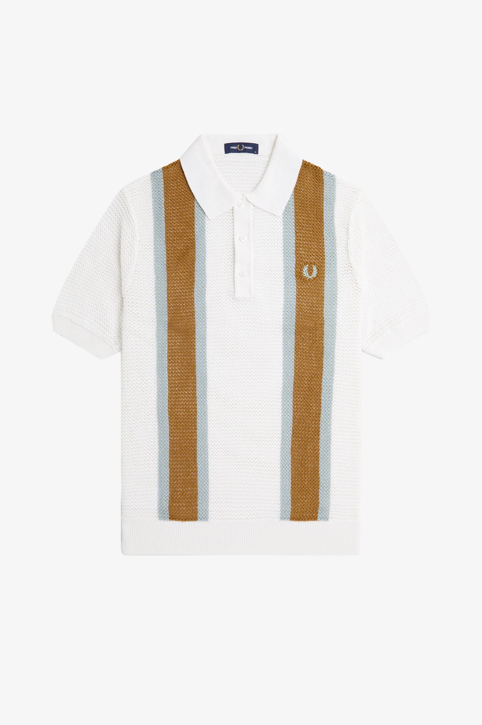 Fred Perry Open Knit Shirt in Snow White 