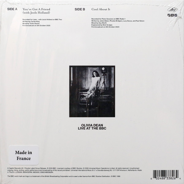 Olivia Dean – Live At The BBC (7") RSD 2026