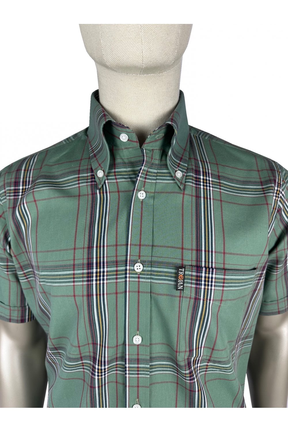 Trojan Large Check B/D S/S (Green) TC/1062