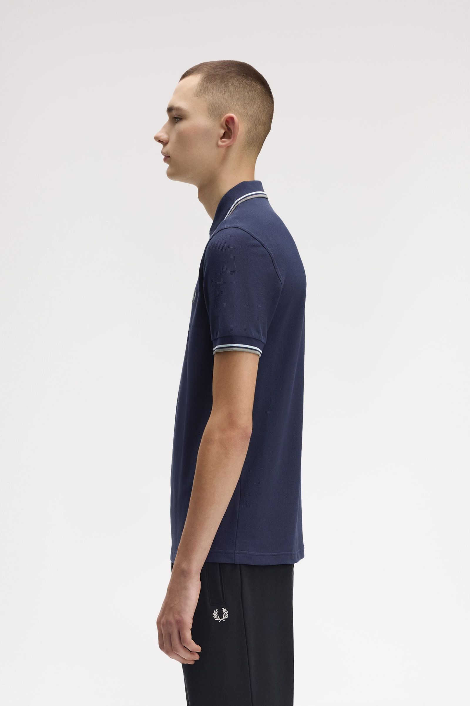 Fred Perry Twin Tipped Shirt in Dark Airforce/ Light Ice/ Bay Leaf