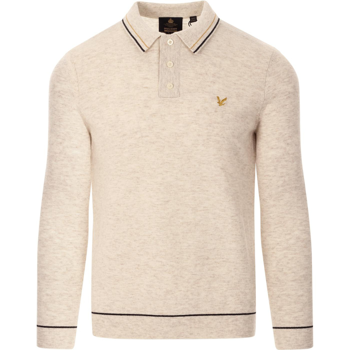 Lyle&Scott Knitted Polo Vanilla Ice Marl-S