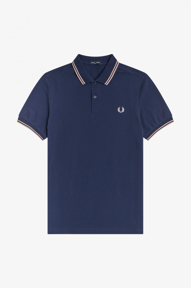 Fred Perry Twin Tipped Polo Shirt M3600 Dark Carbon/Chalky Pink