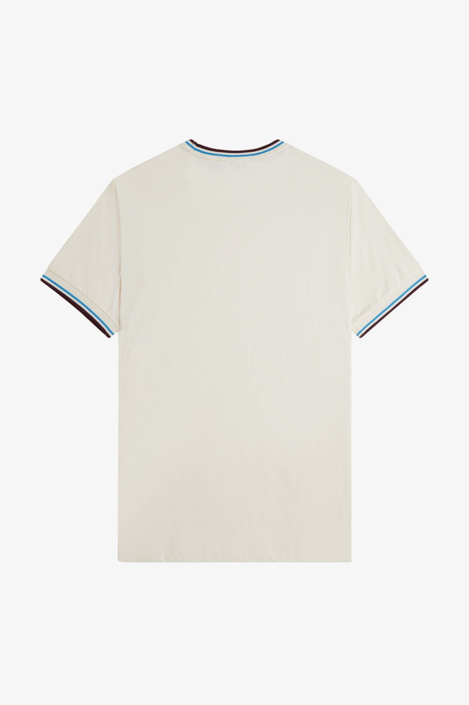 Fred Perry Twin Tipped T-Shirt in Ecru/Court Blue/Oxblood 