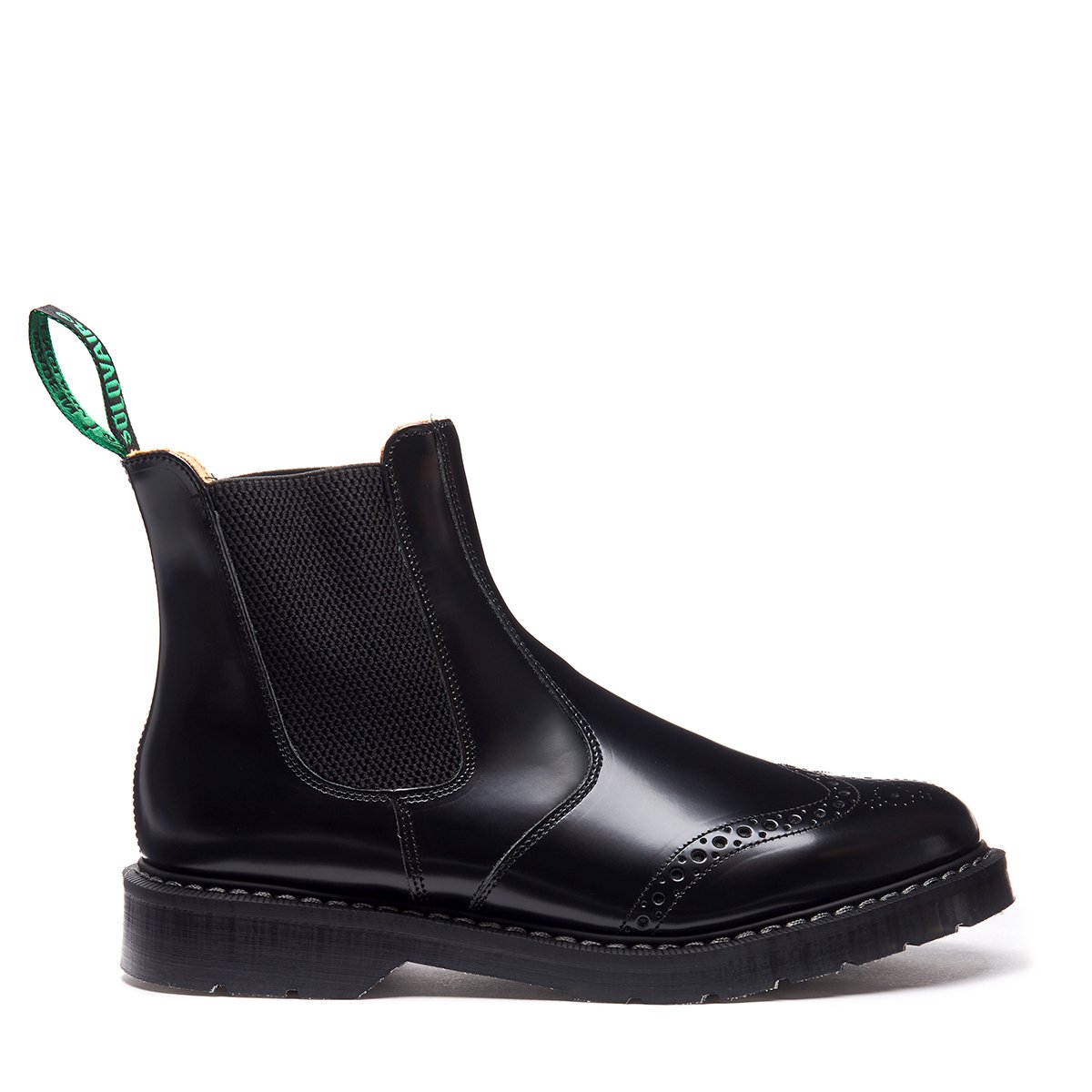 Solovair Punched Dealer Boot Black Hi-Shine Made in England