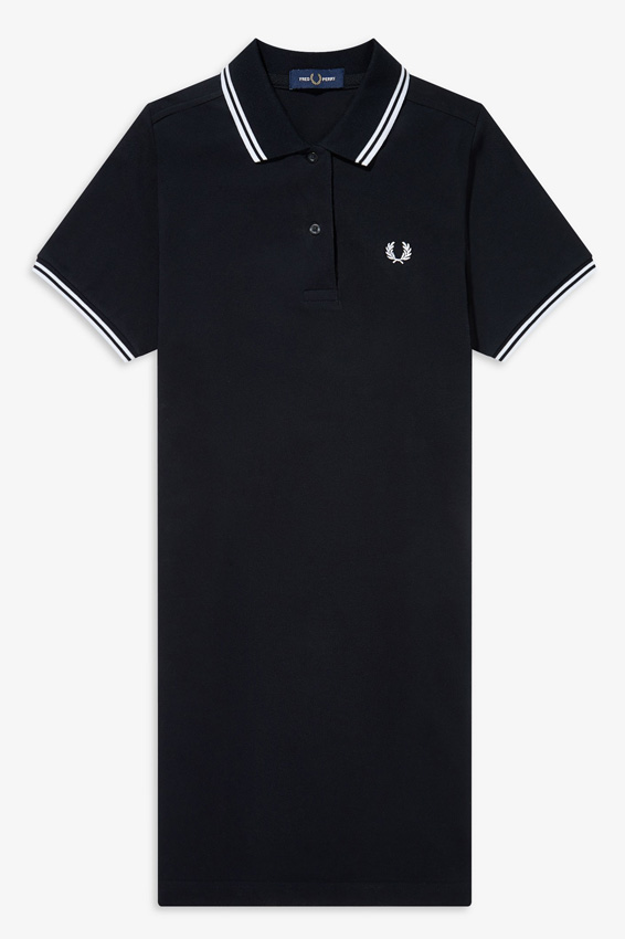 FRED PERRY Polokleid mit Doppelstreifen Twin Tipped Fred Perry Shirt-Dress (schwarz - weiss/weiss, black - white,white)