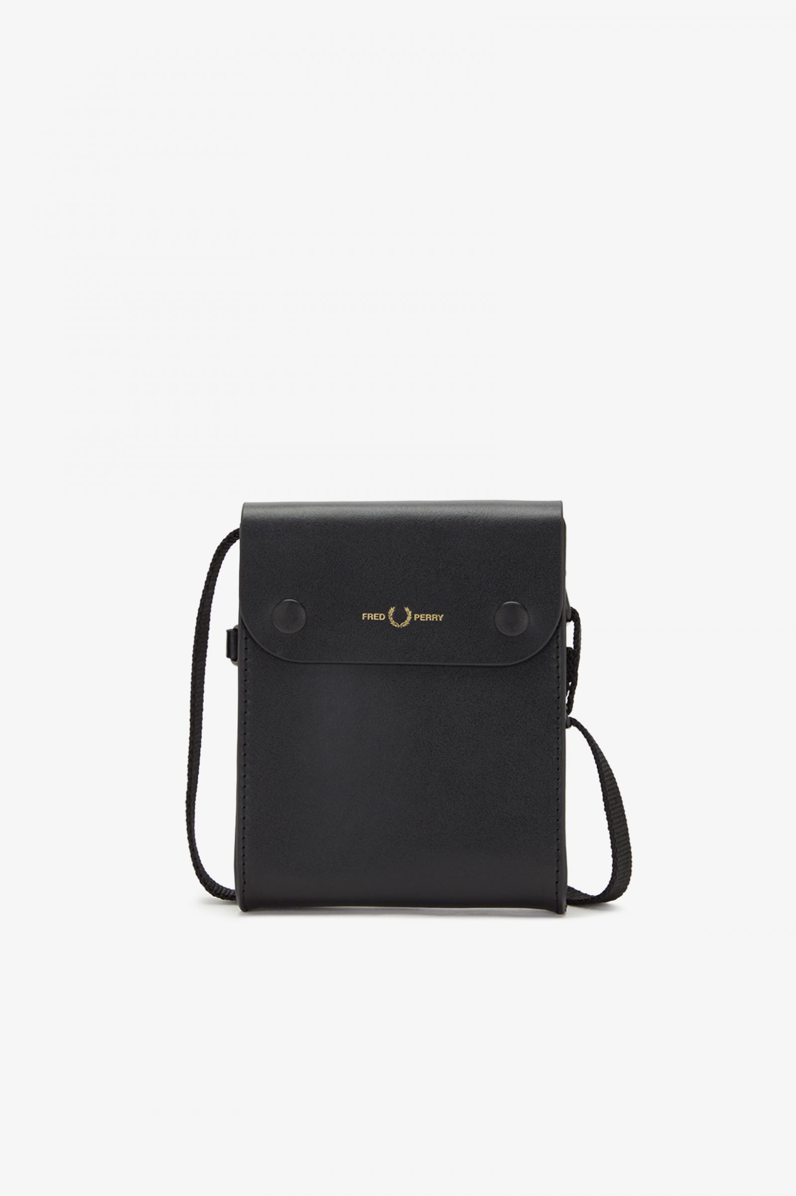 Fred Perry Burnished Leather Pouch in Black 