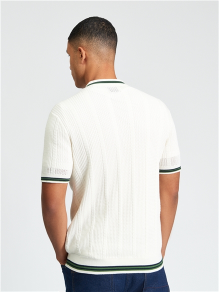 Ben Sherman Open Texture Short Sleeve Button Through Shirt (Ivory)