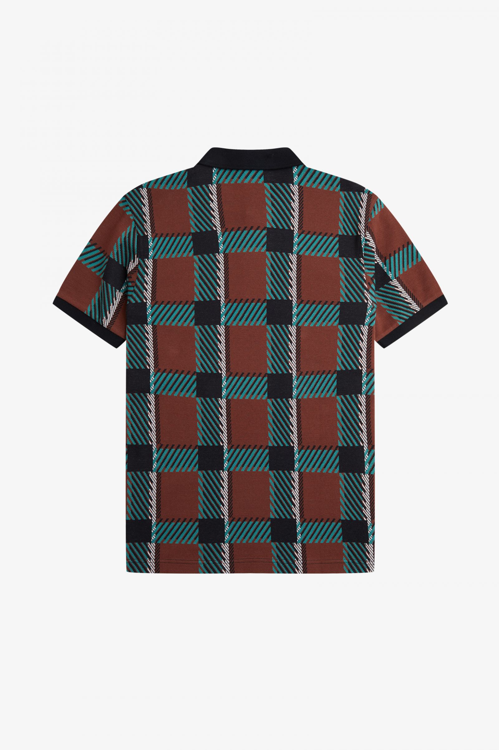 Fred Perry Glitch Tartan Polo Shirt in Whisky Brown