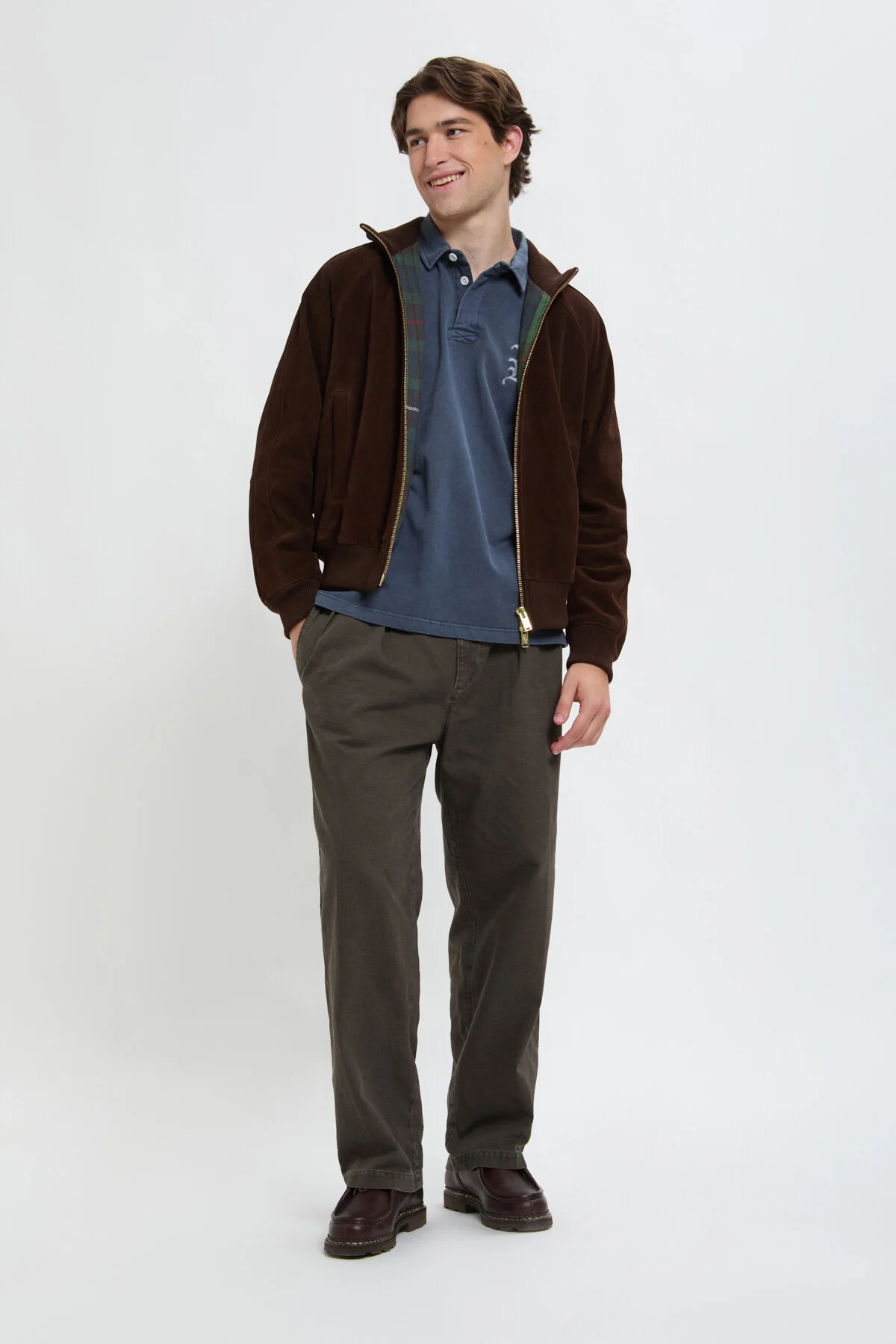 Baracuta Roughout Suede Track Jacket (Chocolate)