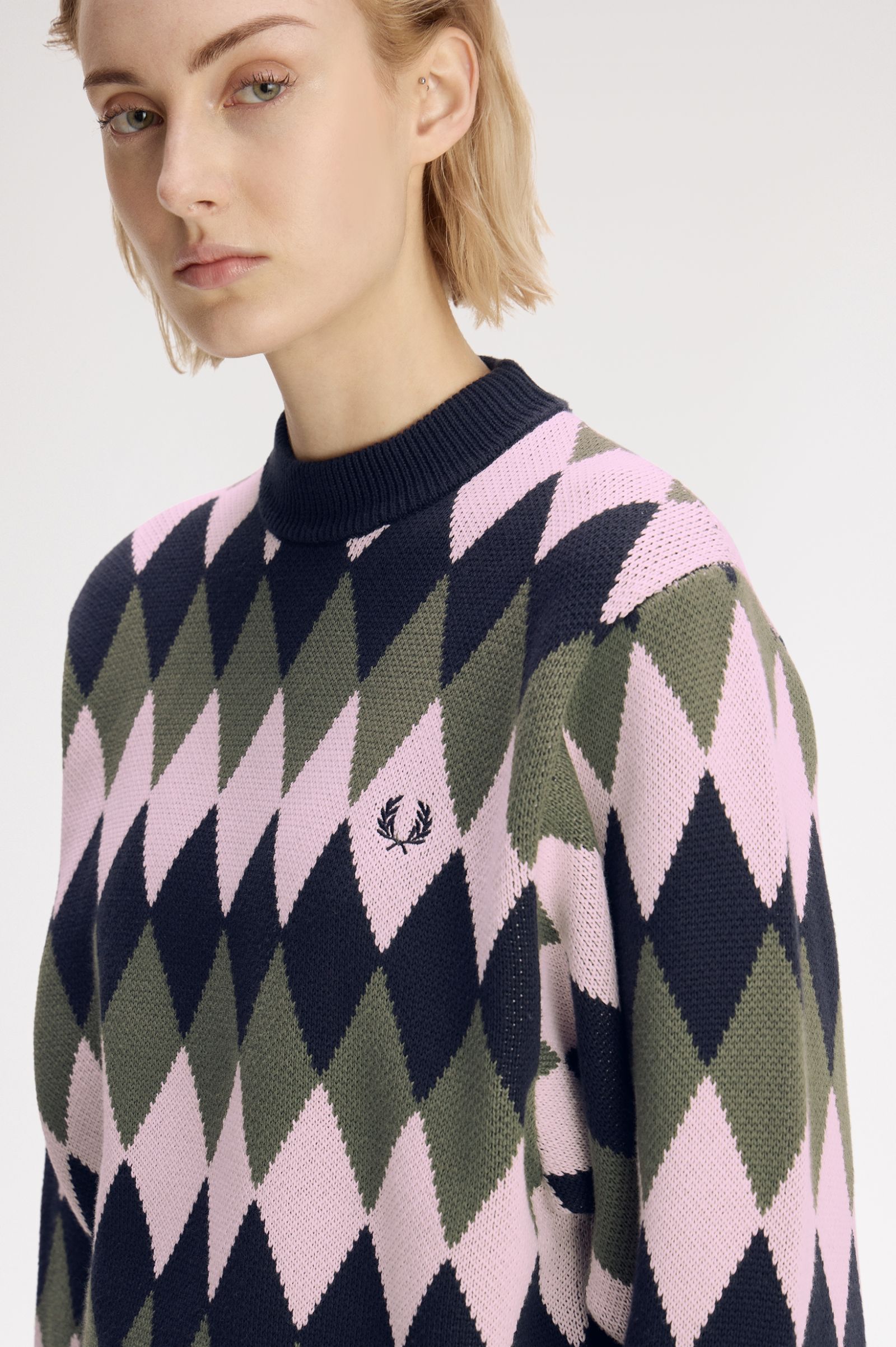 Fred Perry Diamond Jacquard Jumper (Navy)
