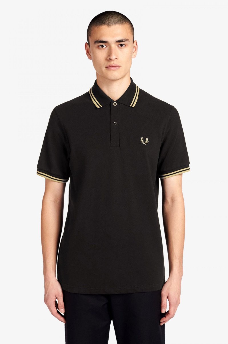 Fred Perry Twin Tipped Shirt black/champagne Made in England M12-44