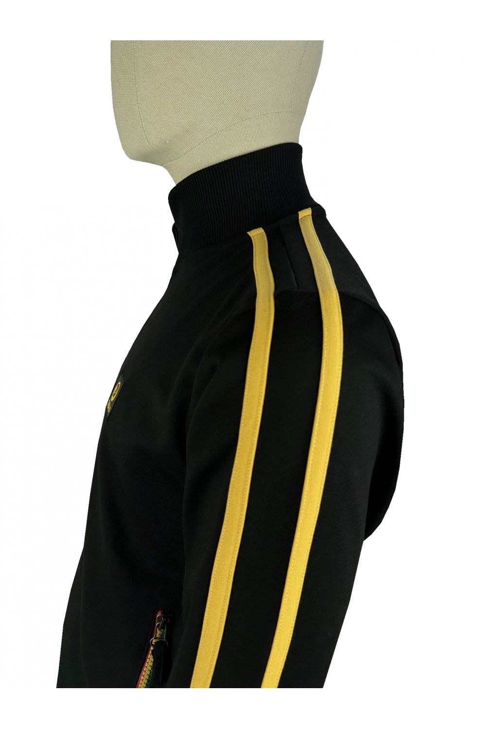 Trojan Contrast zip Track Jacket in Black