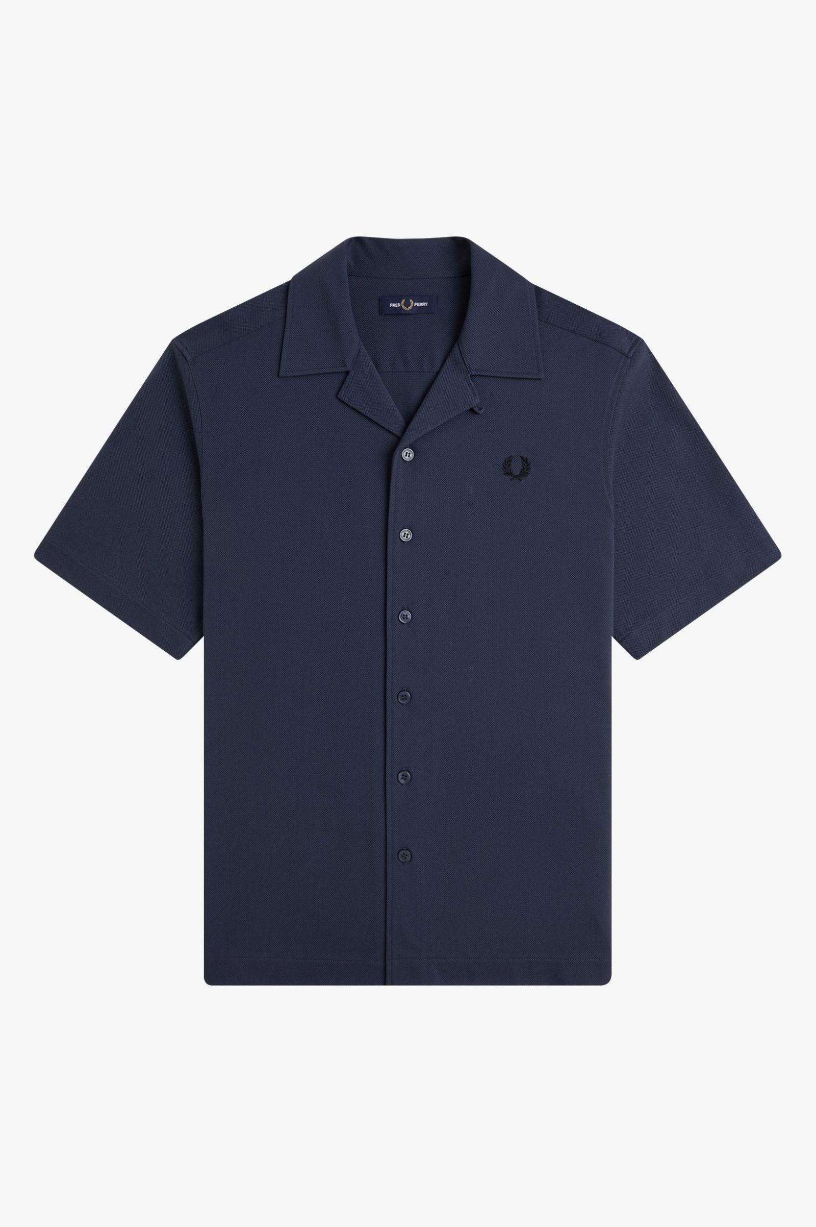 Fred Perry Compress Mesh Revere Collar Shirt (Dark Airforce)