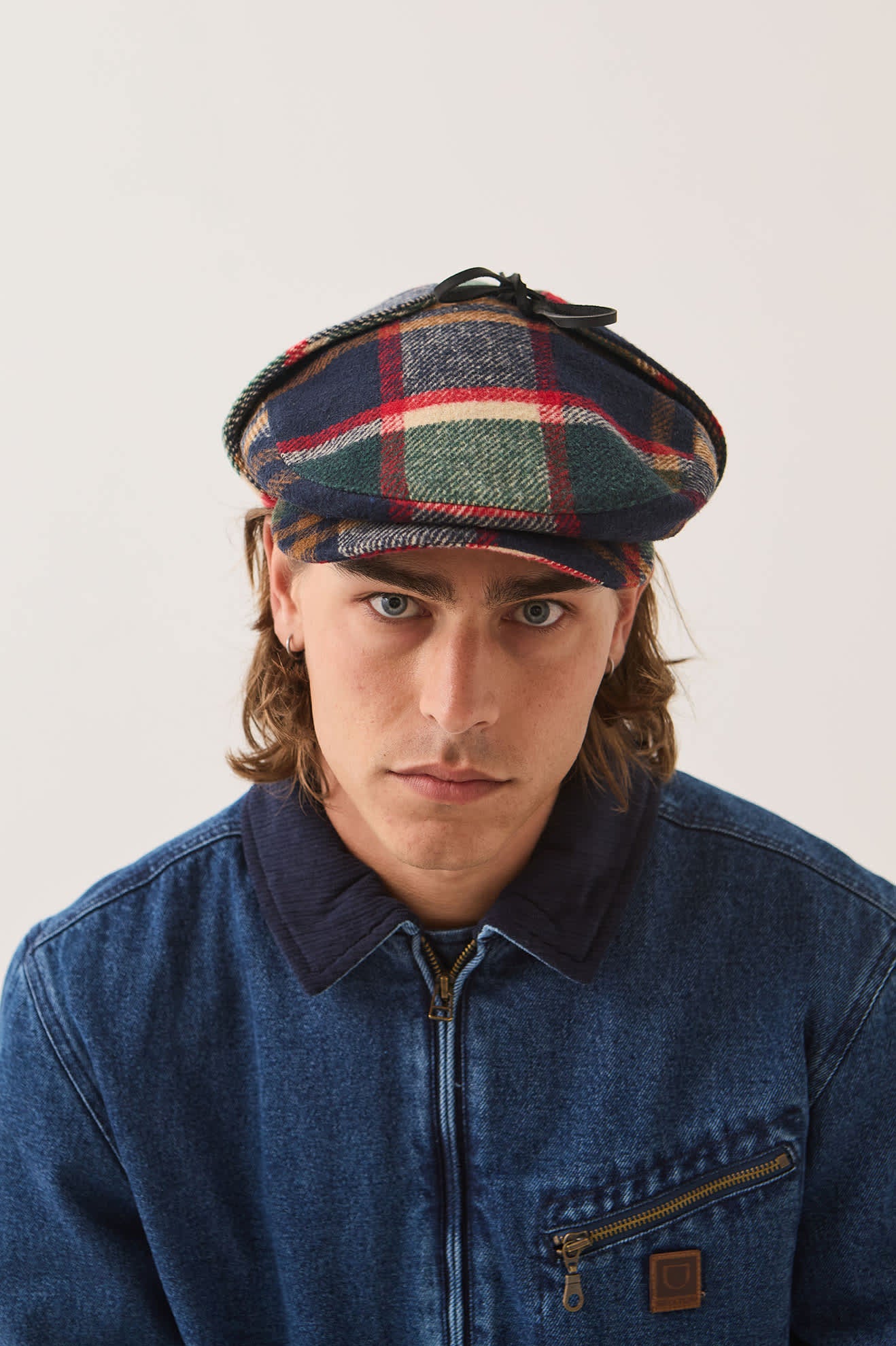 Brixton Barrel Earflap Snap Cap (Navy/Green/Red/Cream)