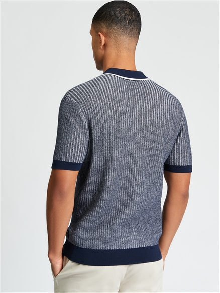 Ben Sherman Short Sleeve Bi Coloured Textured Polo (Dark Navy)