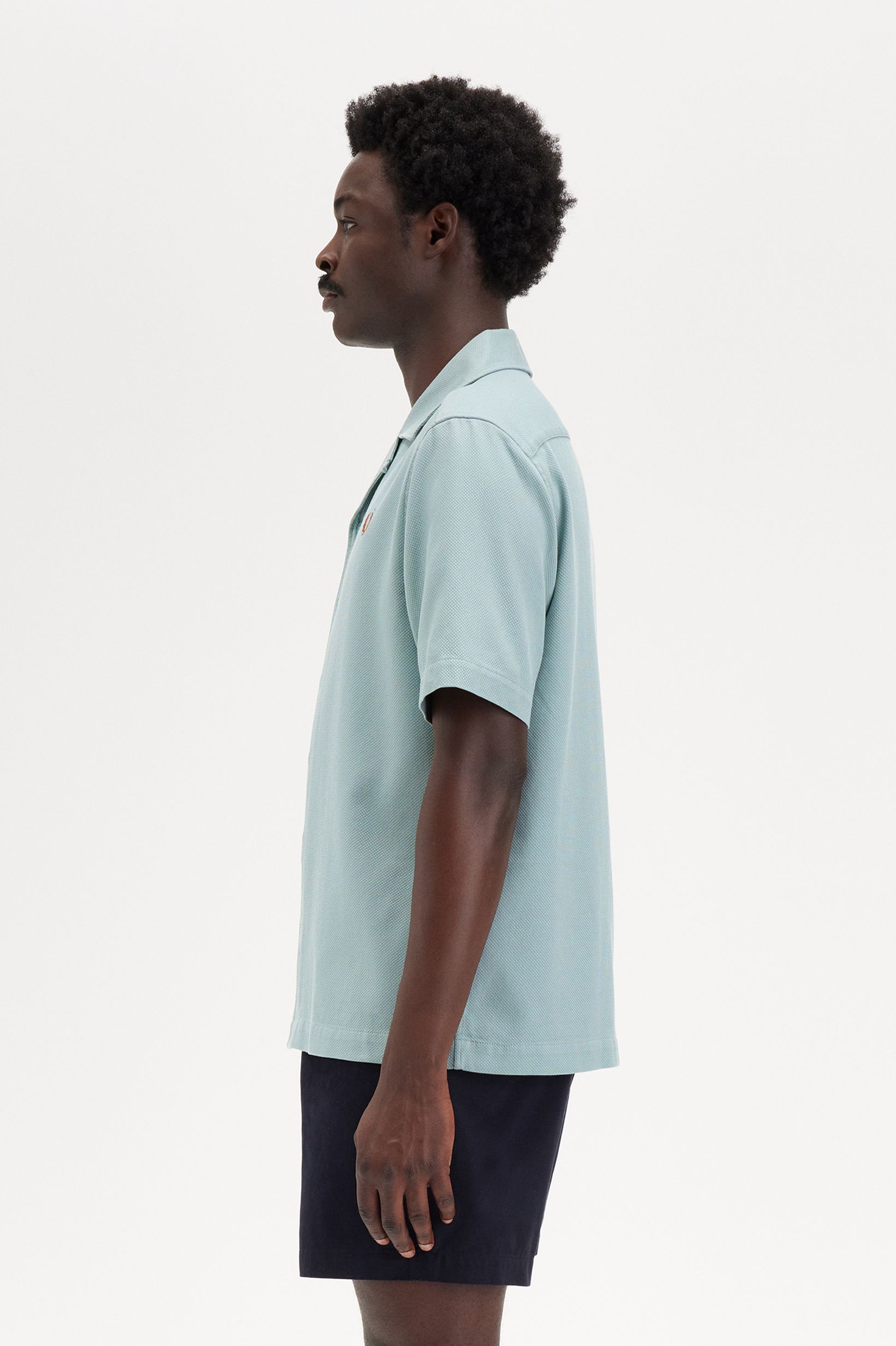 Fred Perry Pique Texture Revere Collar Shirt vin Silverblue