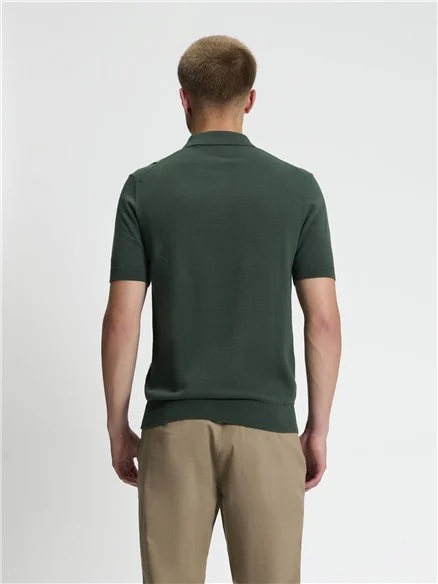 Ben Sherman Short Sleeve Mod Stripe Knitted Polo (Bottle Green)