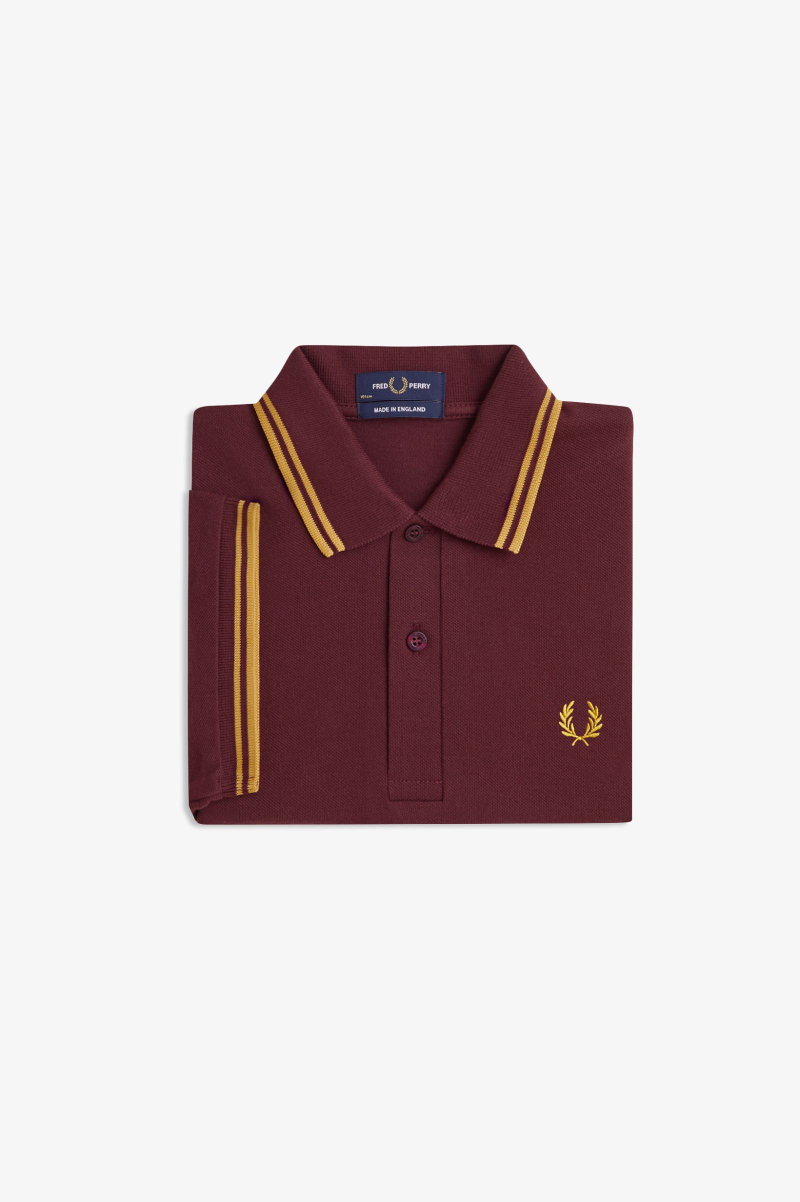 Fred Perry Made in England M12 Shirt in Oxblood/Honeycomb