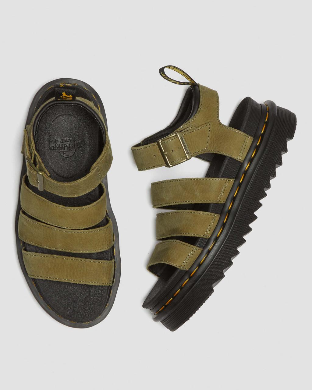 Blaire Tumbled Nubuck Sandalen (Muted Olive)