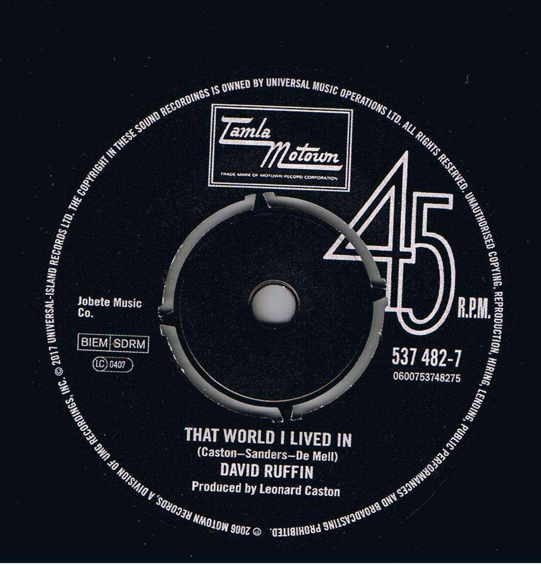 David Ruffin - That World I Lived In / Rita Wright - Since You Came Back (7")