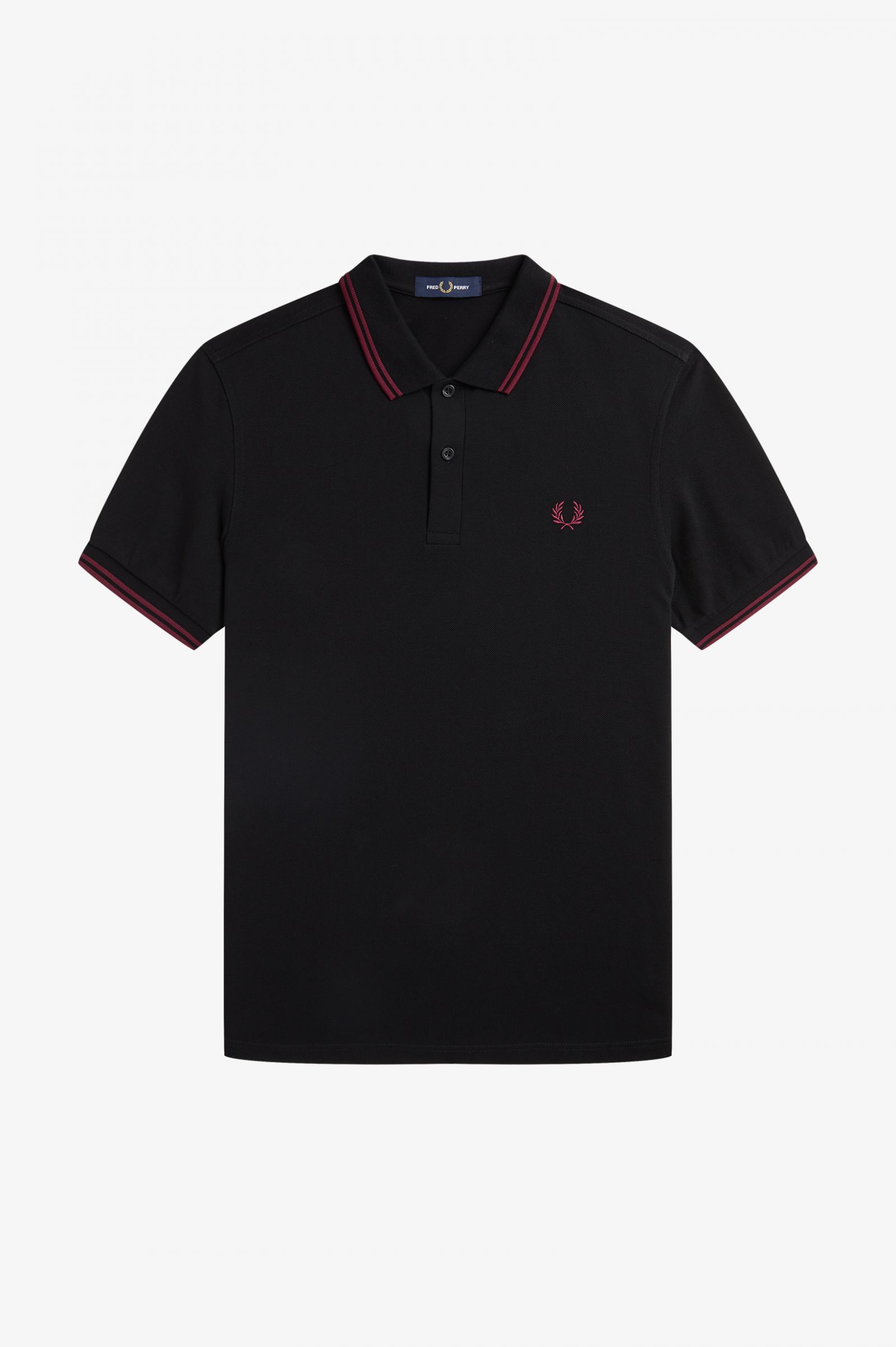 Fred Perry Twin Tipped Herren Polo Shirt in Schwarz/Tawny Port