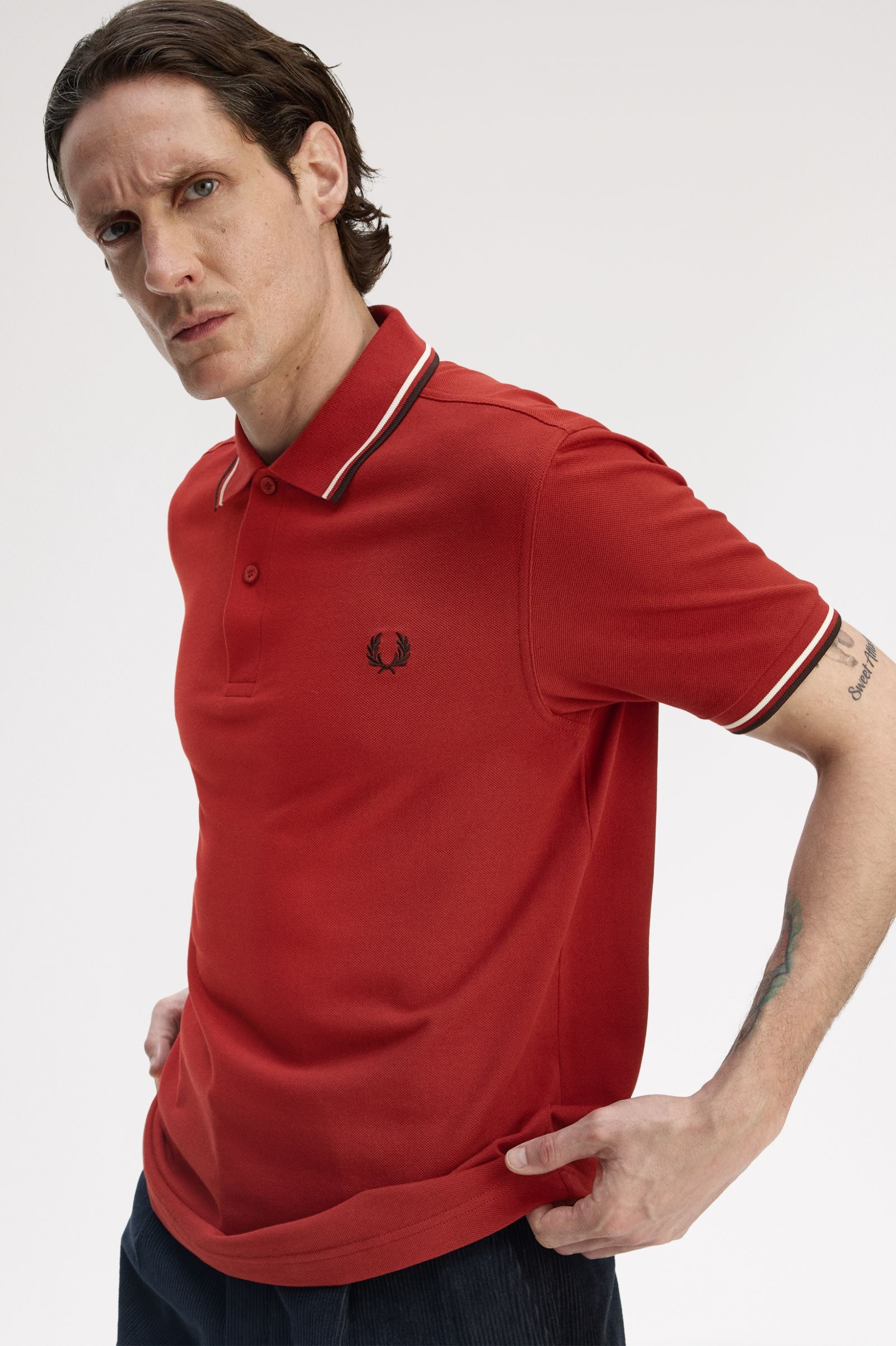 Fred Perry Twin Tipped Shirt (Burned Red/Ecru/Black)