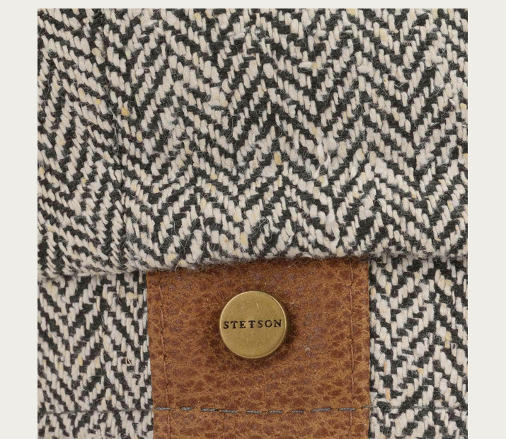 Steston Hatteras Silk Flat Cap in Black-White