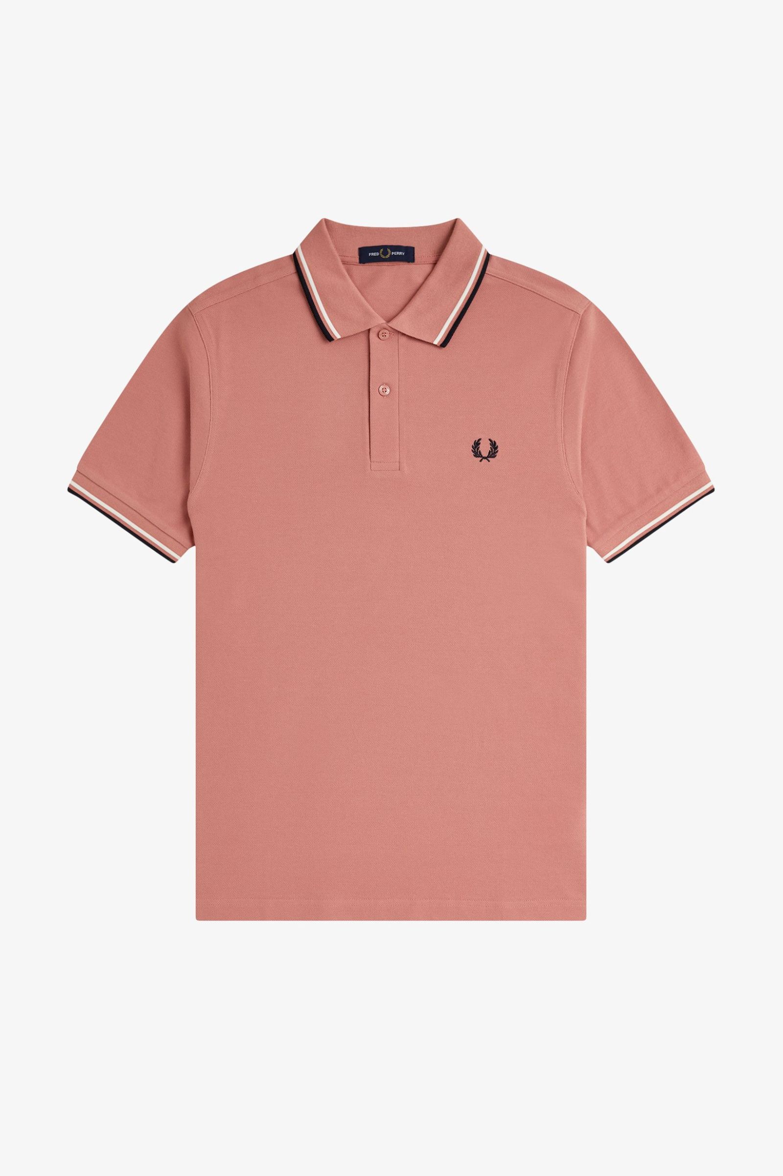 Fred Perry Twin Tipped M3600 Shirt in Putty Pink/Ecru/Navy